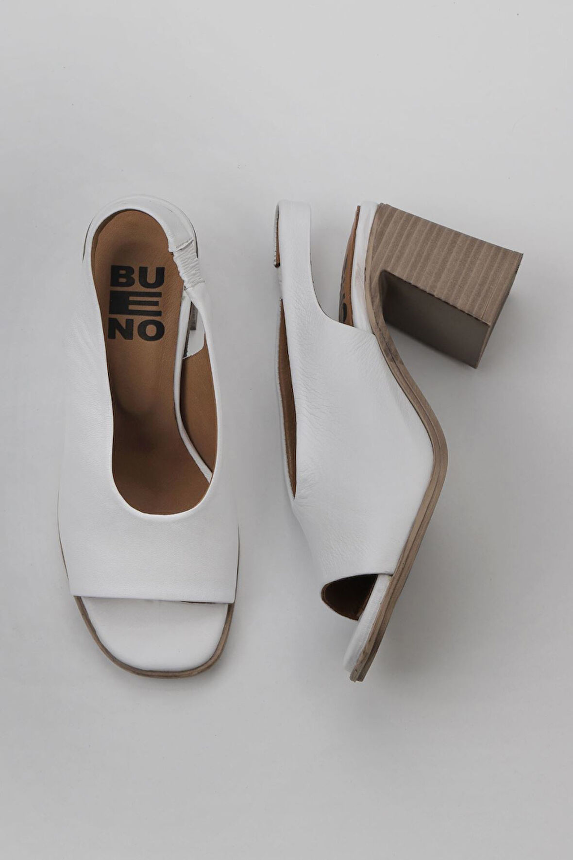 Bueno Shoes Beyaz Deri Kadın Topuklu Sandalet 01wy3706