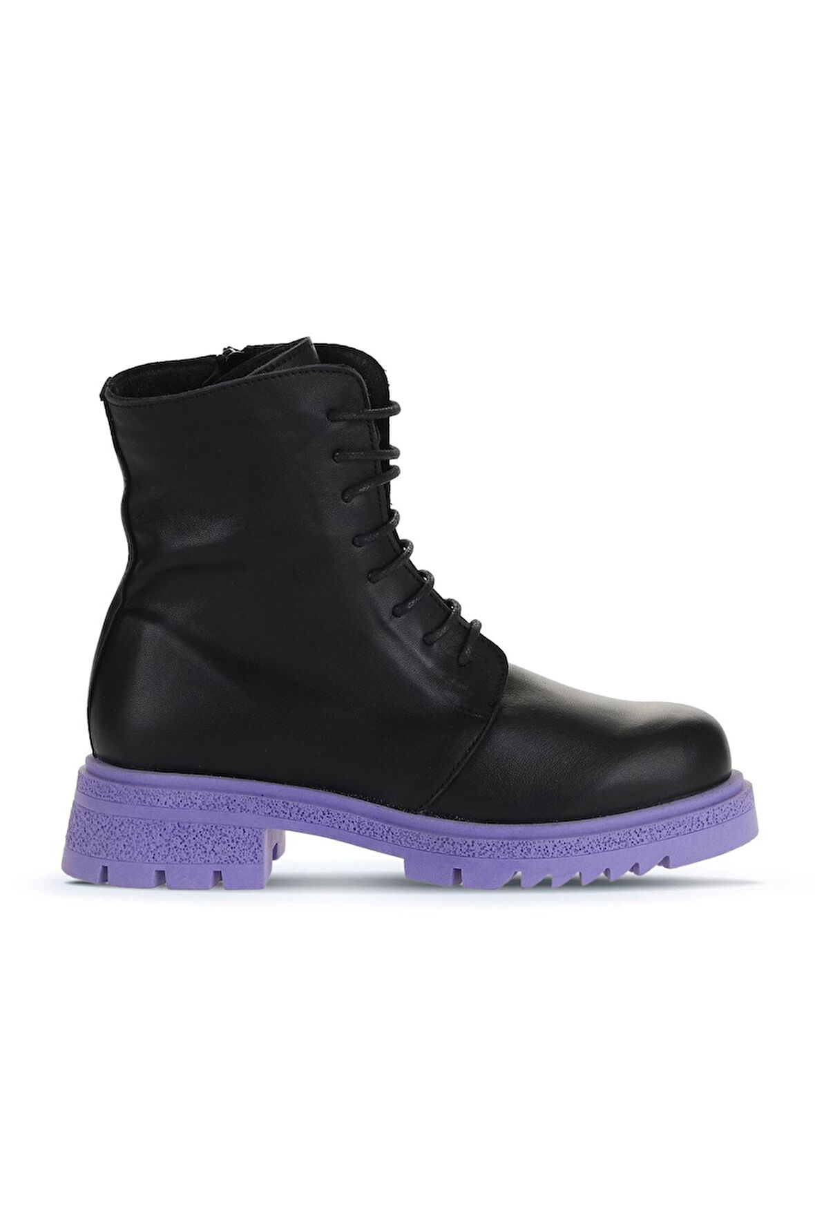 Bueno Shoes Siyah Lila Deri Kadın Topuklu Bot 01wz1405