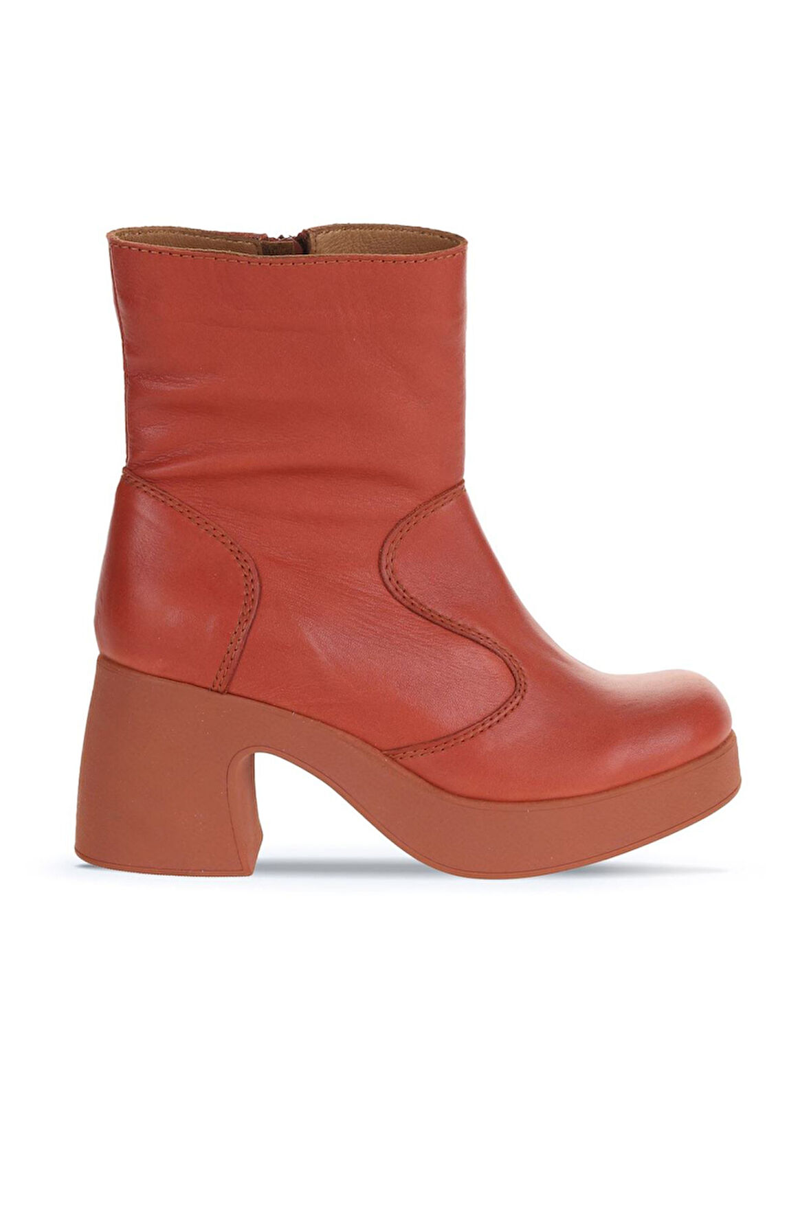 Bueno Shoes Kiremit Deri Kadın Topuklu Bot 01wz7000