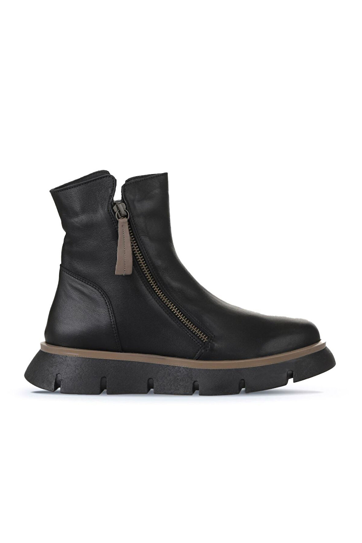 Bueno Shoes Siyah Gri Deri Kadın Düz Bot 01wz1501