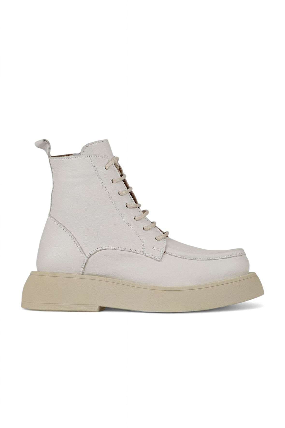 Bueno Shoes Bej Deri Kadın Dolgu Topuklu Bot 01wz6405