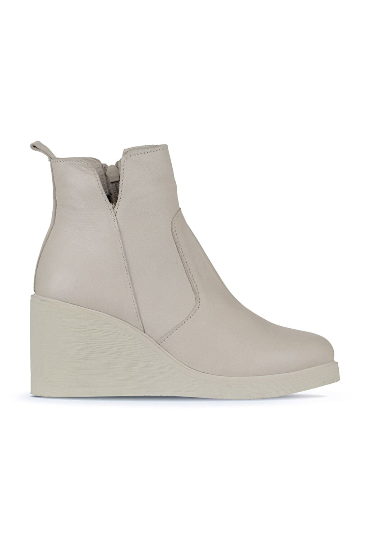 Bueno Shoes Bej Deri Kadın Dolgu Topuklu Bot 01wz8301
