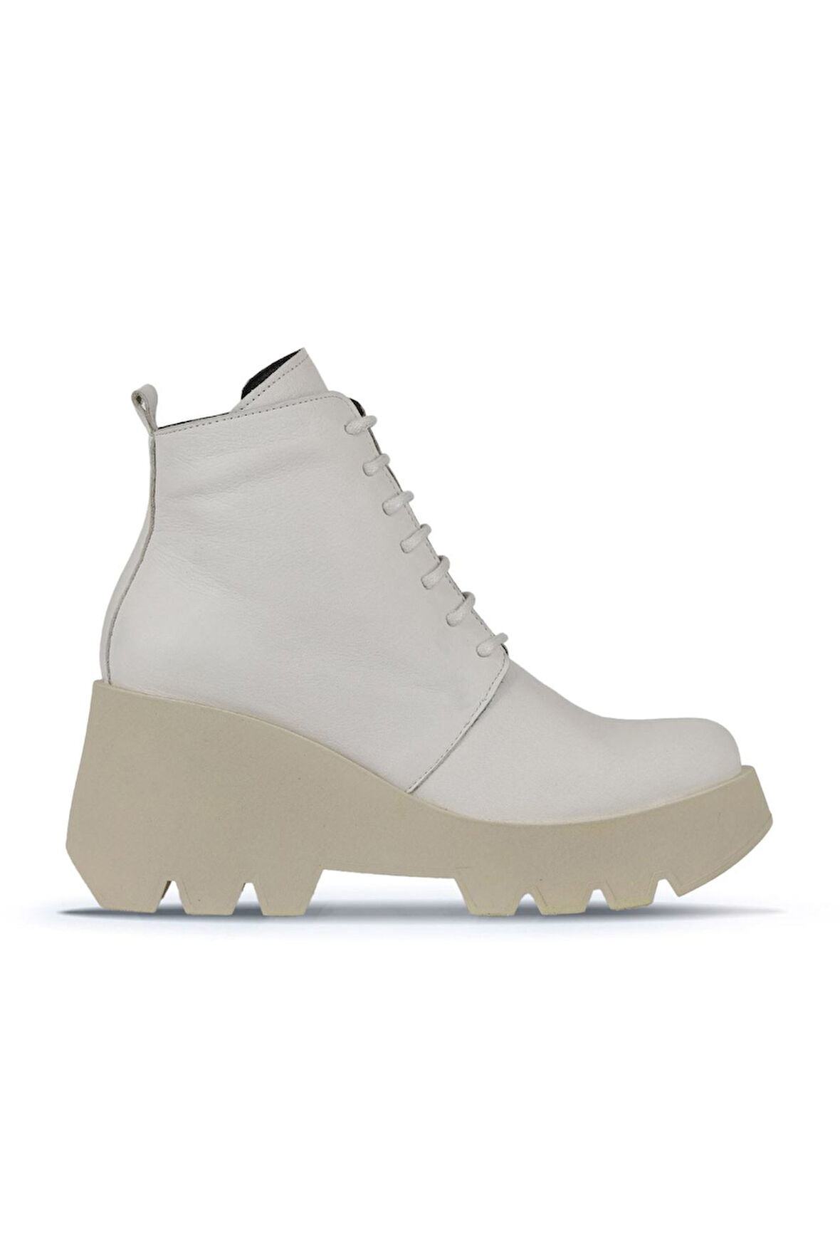 Bueno Shoes Bej Deri Kadın Dolgu Topuklu Bot 01wz8402