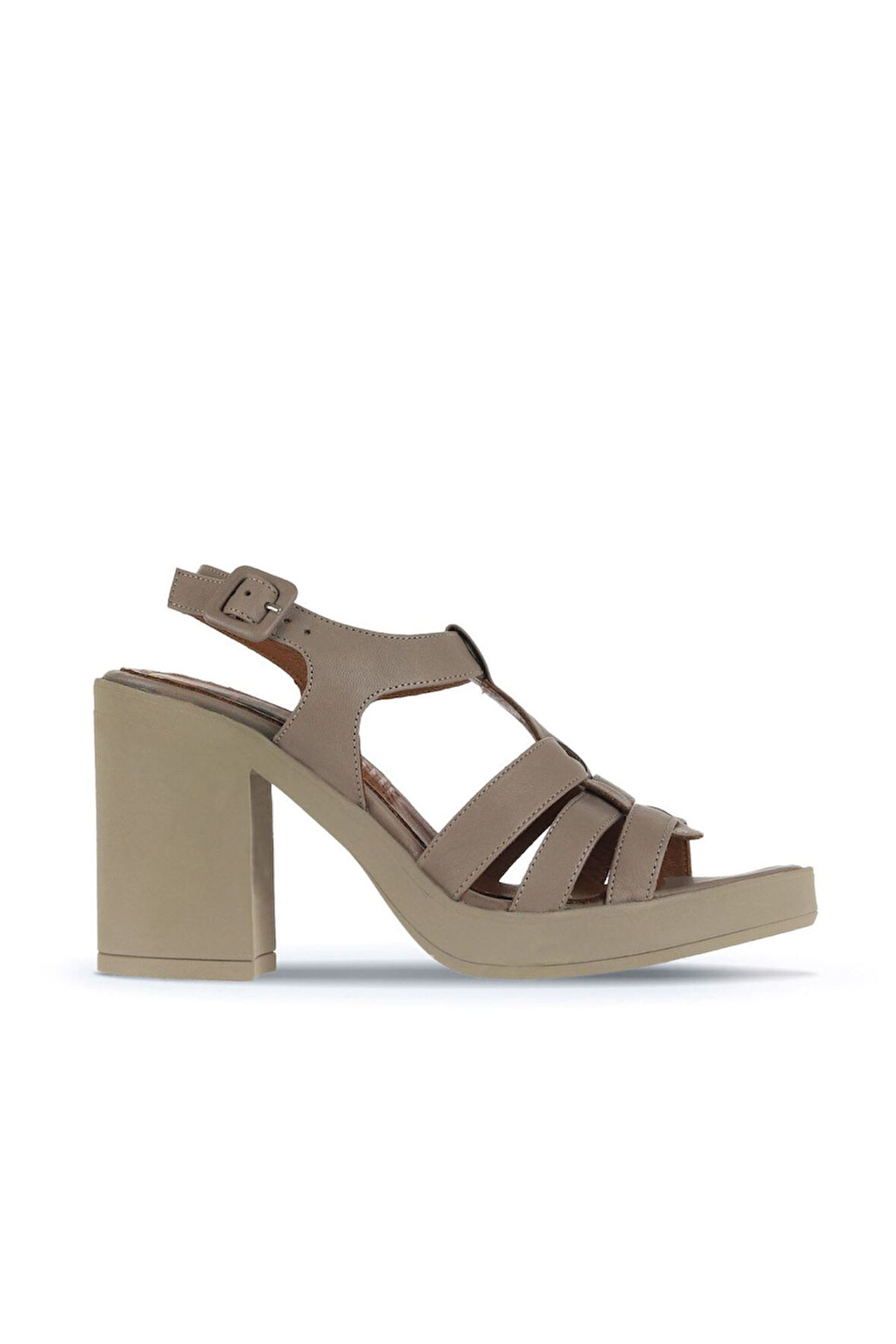 Bueno Shoes Gri Koyu Deri Kadın Topuklu Sandalet 01wa1600