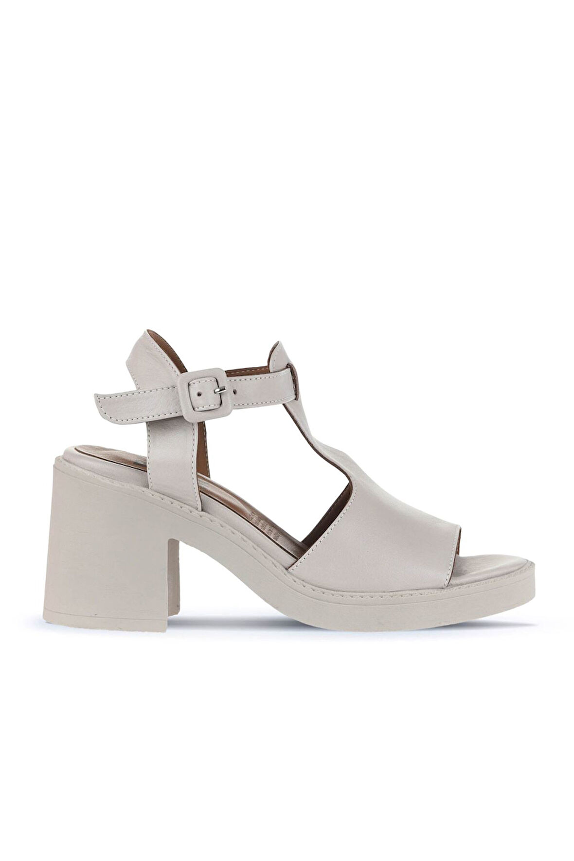 Bueno Shoes Gri Deri Kadın Topuklu Sandalet 01wa1702