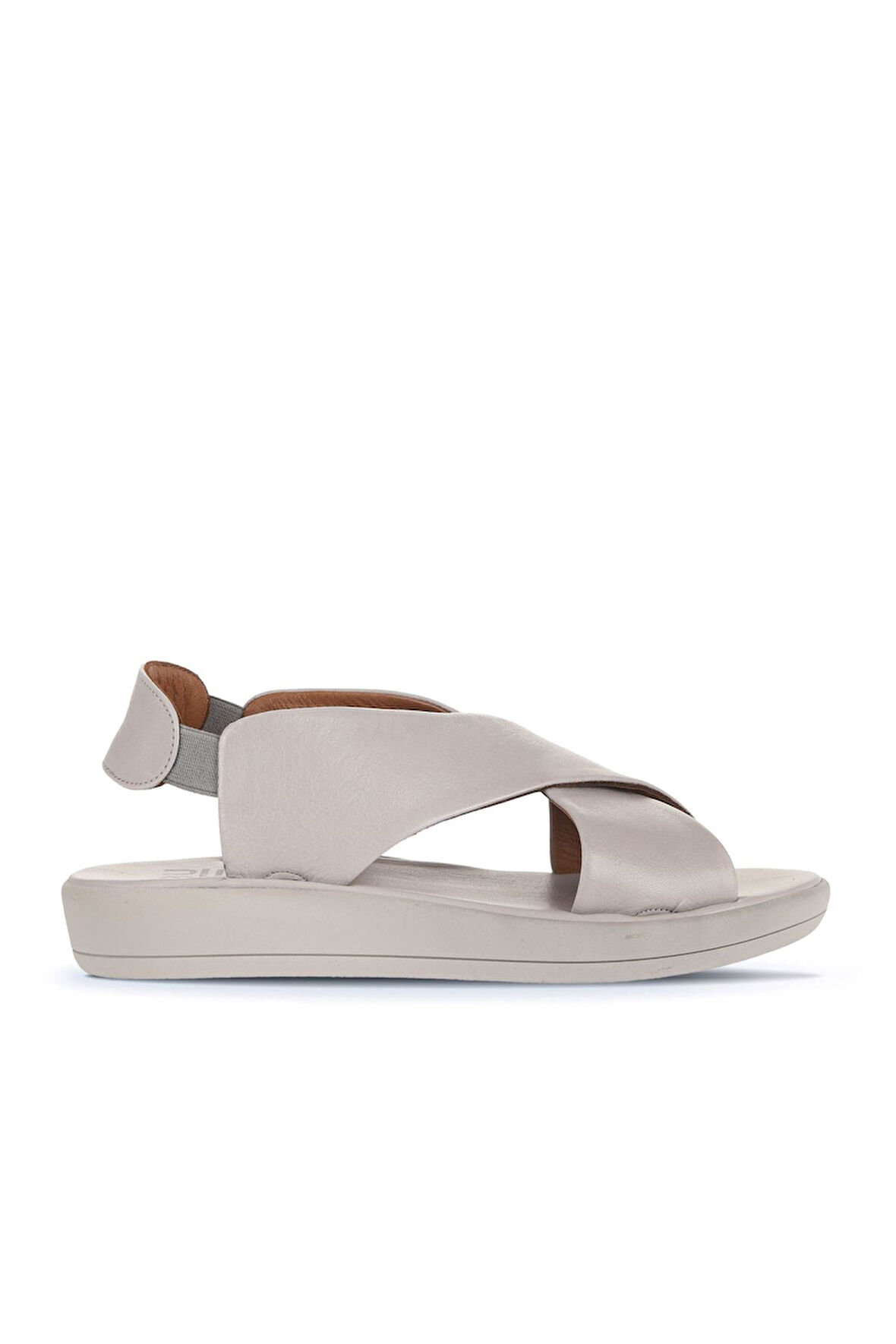 Bueno Shoes Gri Deri Kadın Düz Sandalet 01wy2303