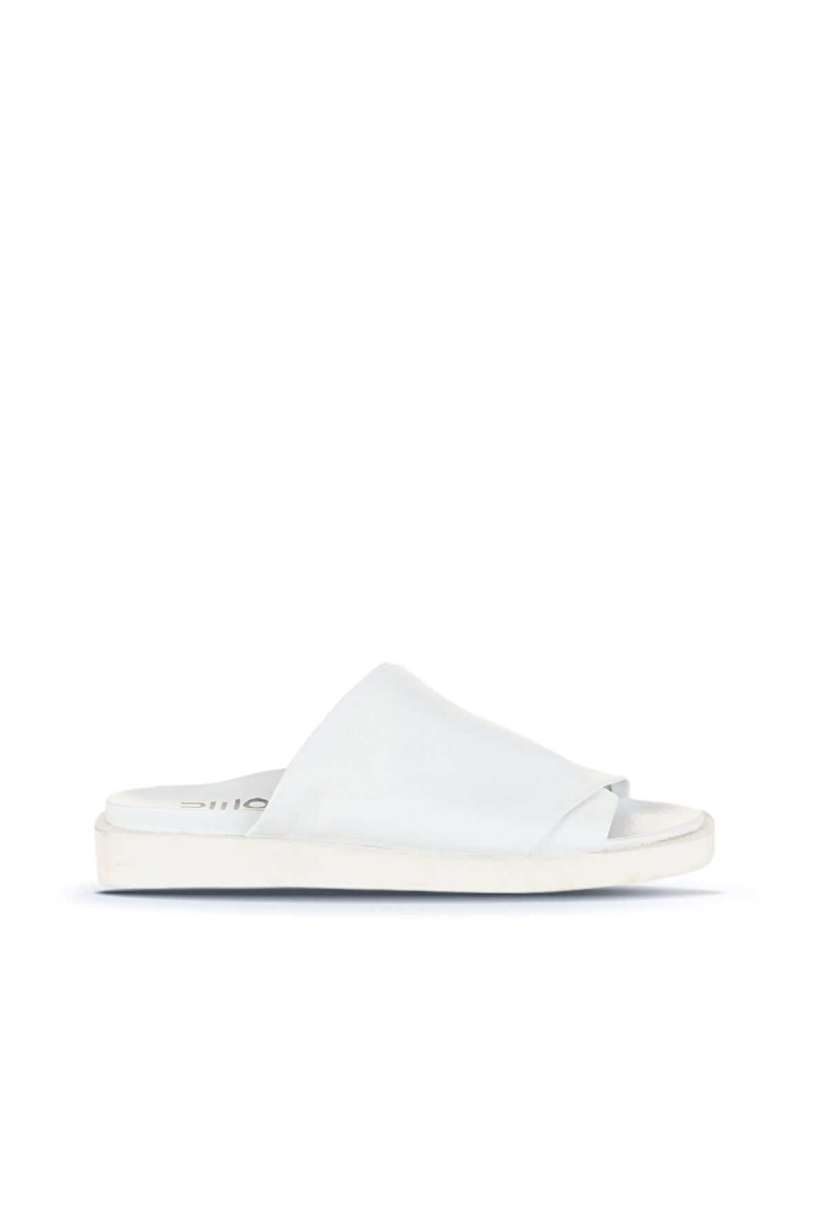 Bueno Shoes Beyaz Deri Kadın Düz Terlik 01ws2810