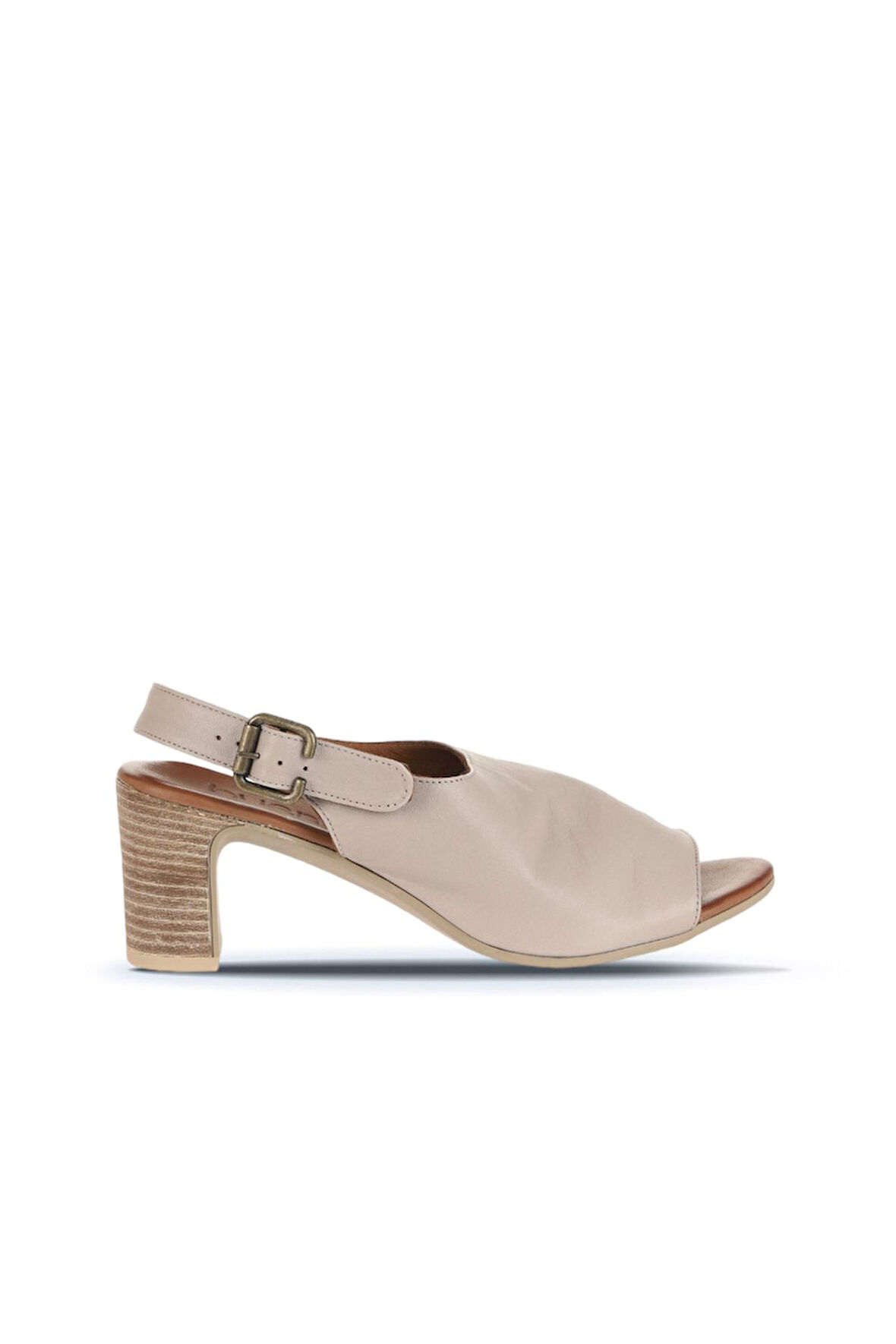 Bueno Shoes Gri Deri Kadın Topuklu Sandalet 01wn1513