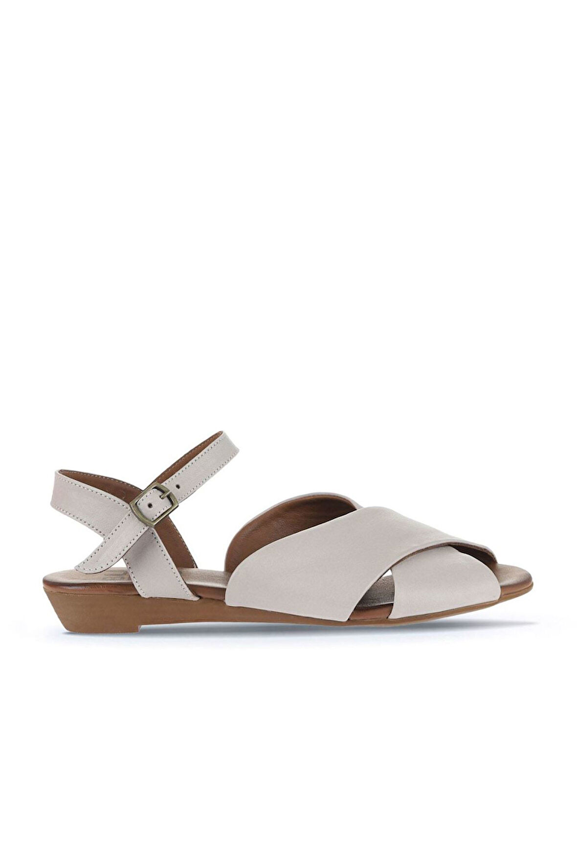 Bueno Shoes Gri Deri Kadın Düz Sandalet 01wa4403