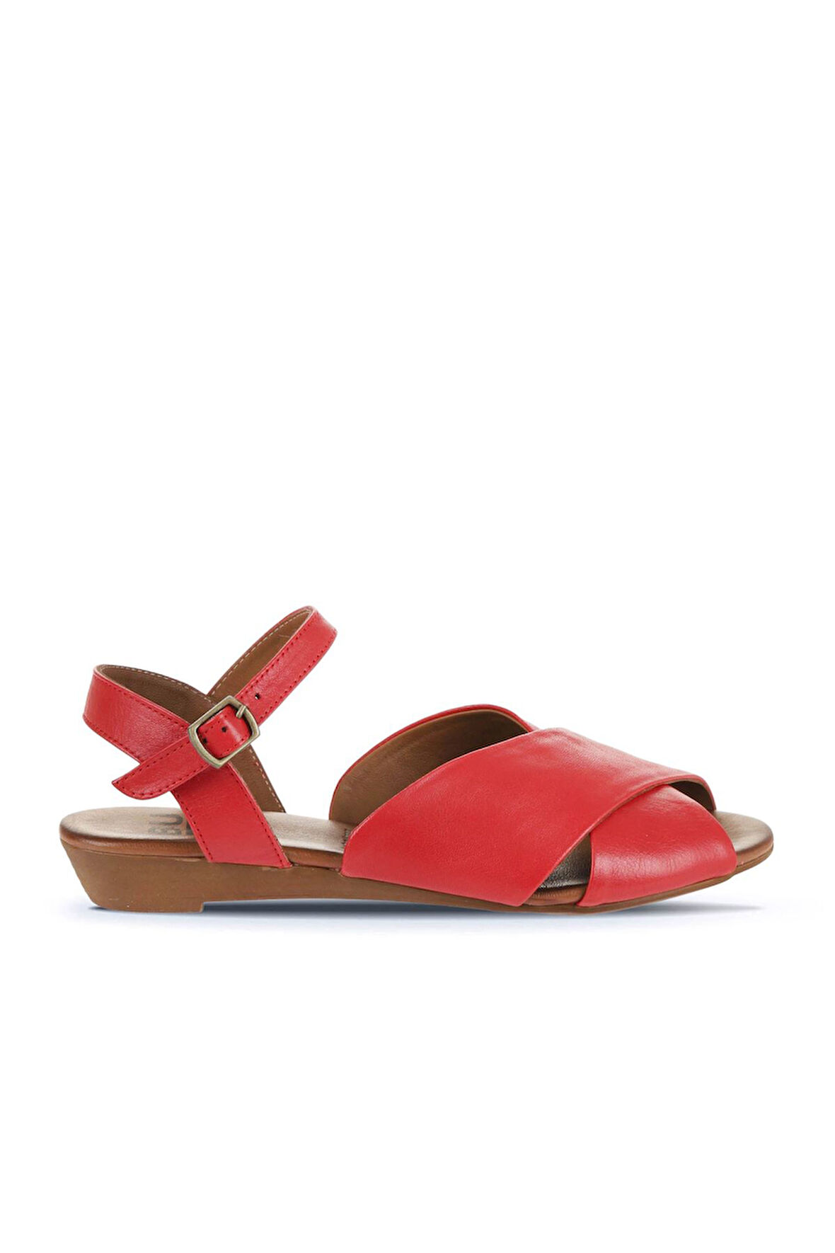 Bueno Shoes Kırmızı Deri Kadın Düz Sandalet 01wa4403