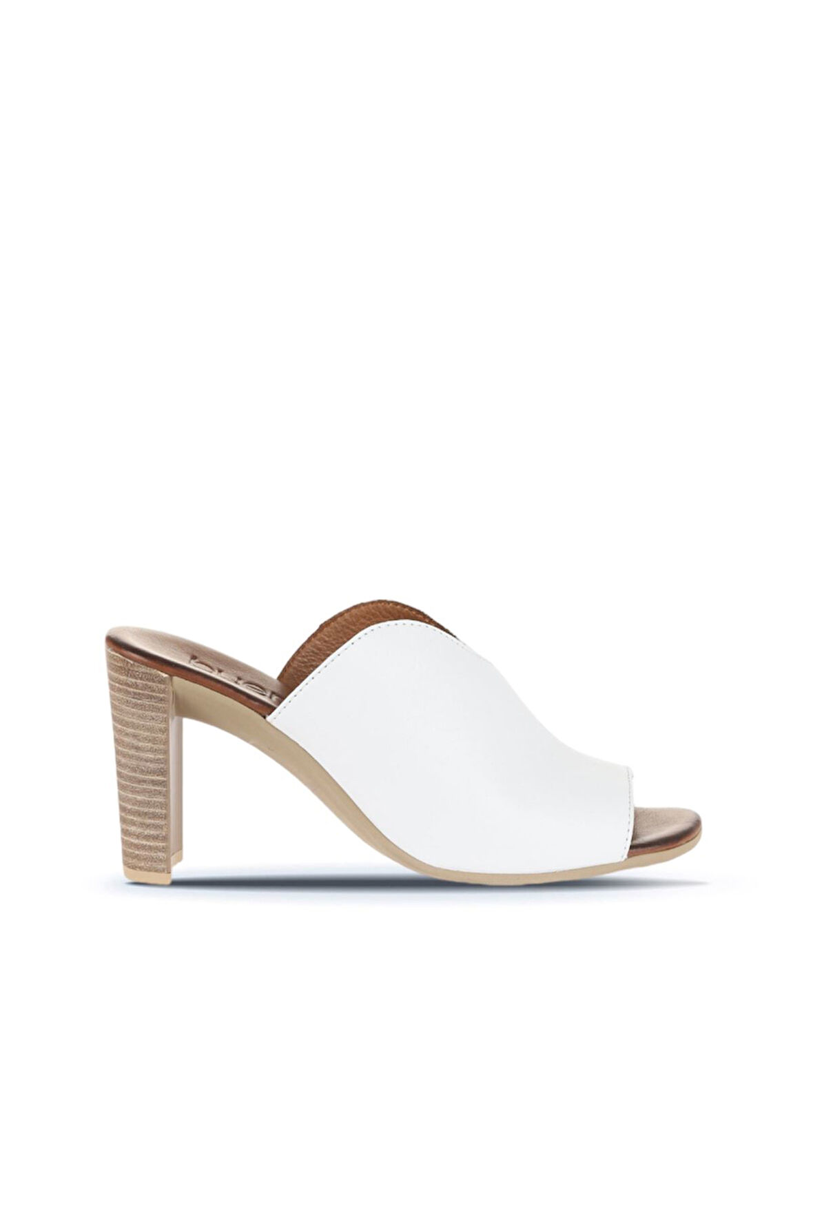 Bueno Shoes Beyaz Deri Kadın Topuklu Terlik 01wn4105
