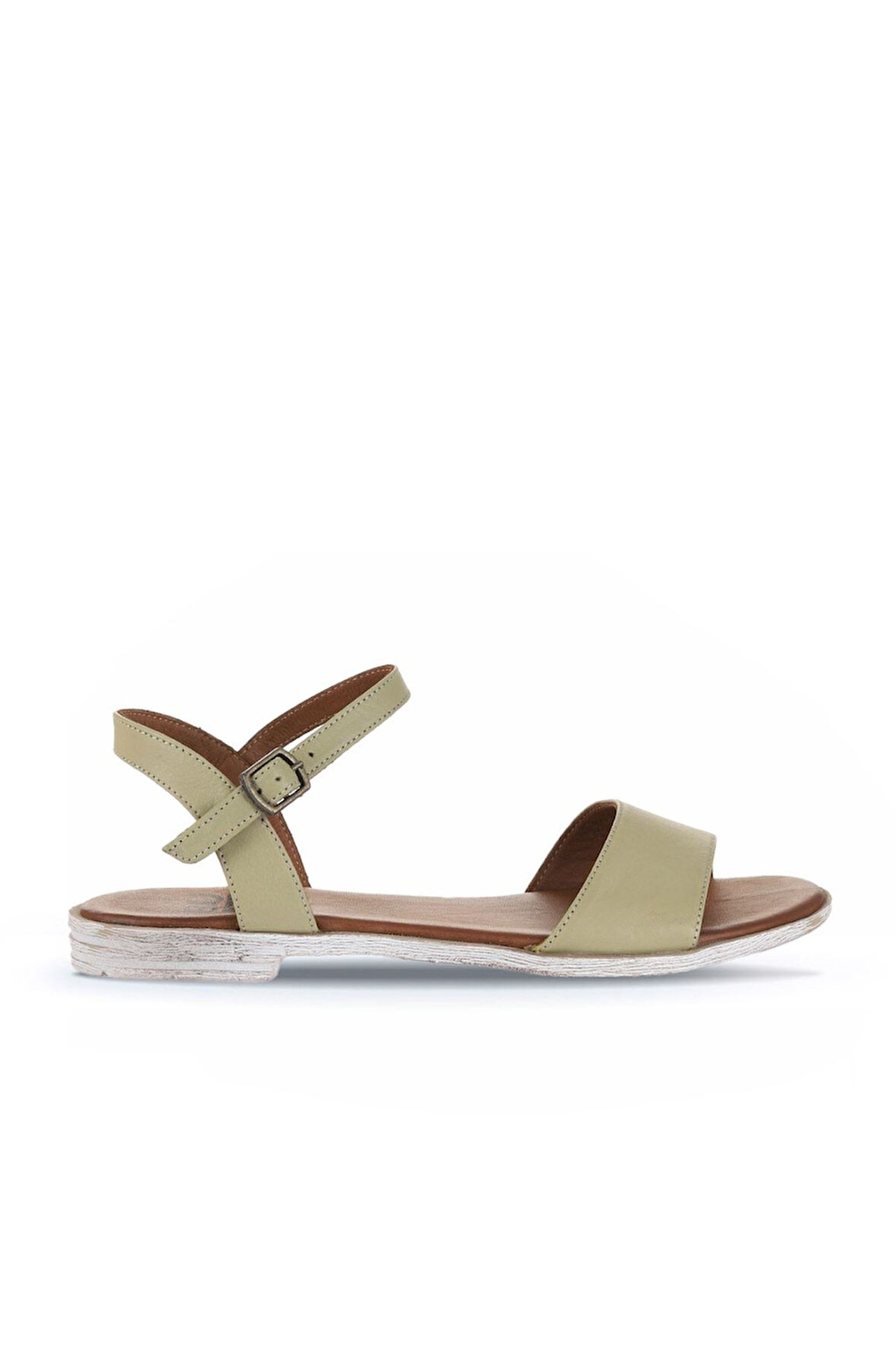 Bueno Shoes Haki Deri Kadın Düz Sandalet 01wn5003