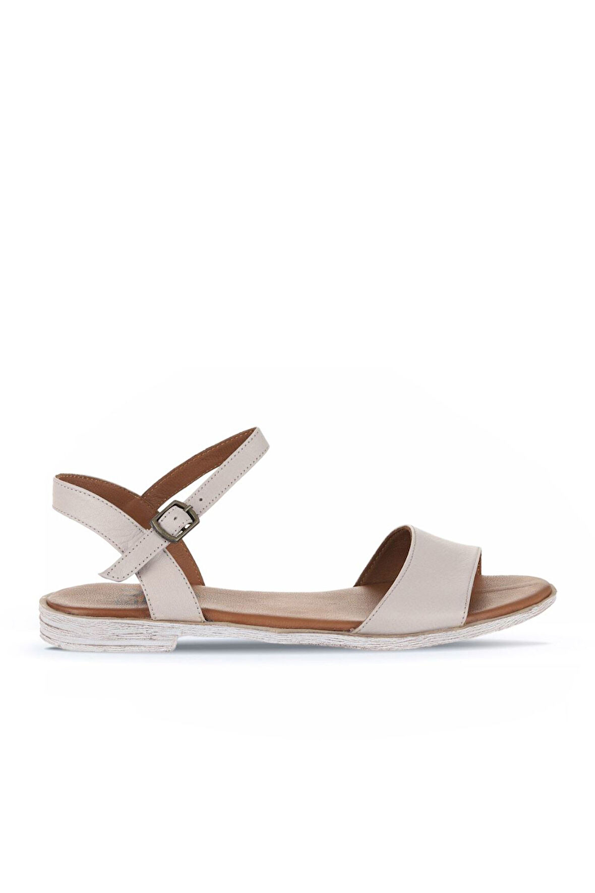 Bueno Shoes Gri Deri Kadın Düz Sandalet 01wn5003