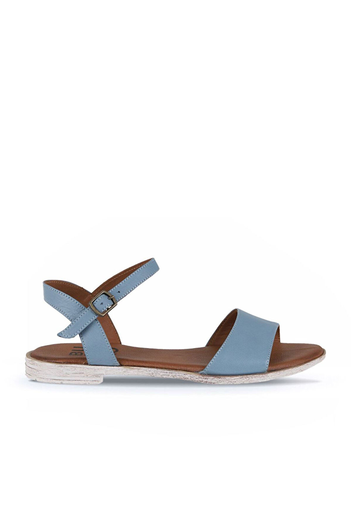 Bueno Shoes Mavi Açık Deri Kadın Düz Sandalet 01wn5003