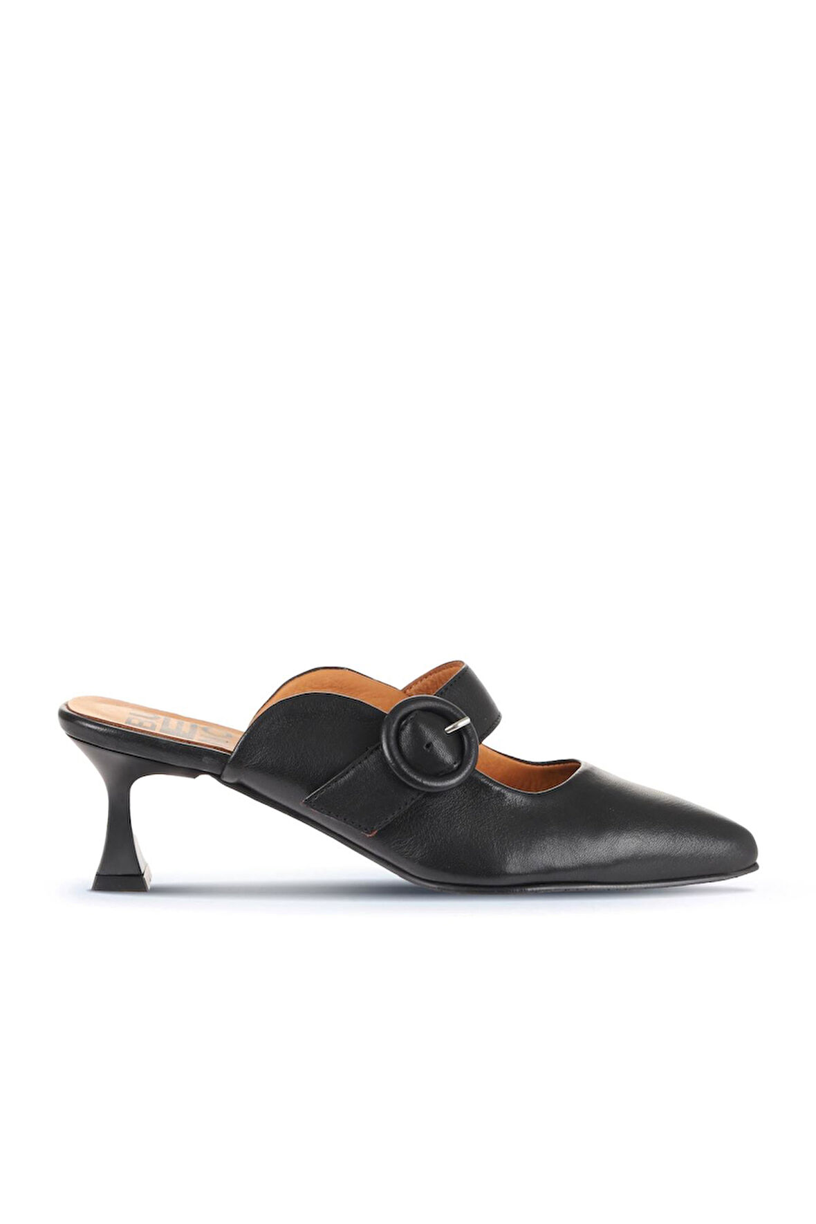 Bueno Shoes Siyah Deri Kadın Topuklu Terlik 01wa1301