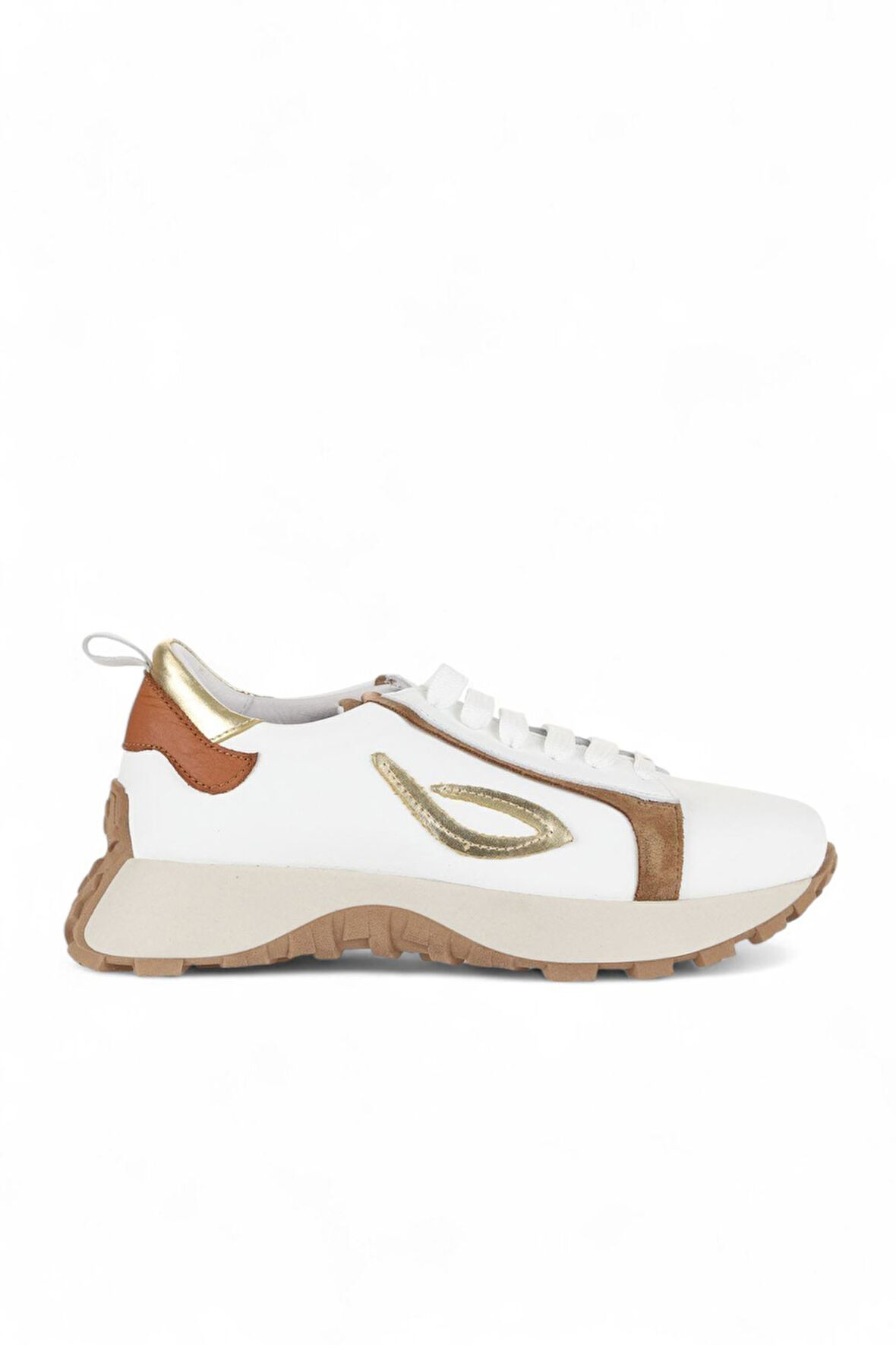 Bueno Shoes Beyaz Taba Deri-süet Kadın Spor Ayakkabı 01wa8601