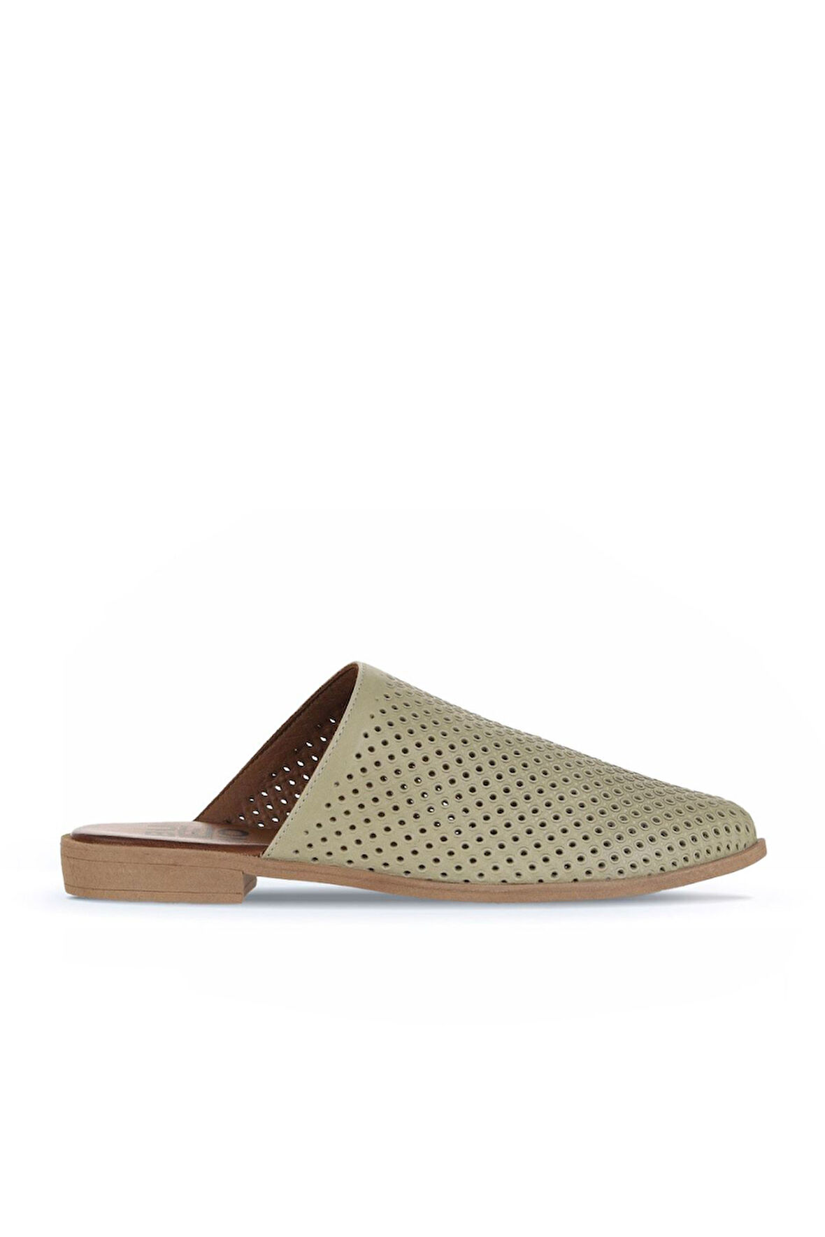 Bueno Shoes Haki Deri Kadın Düz Terlik 01wa9200
