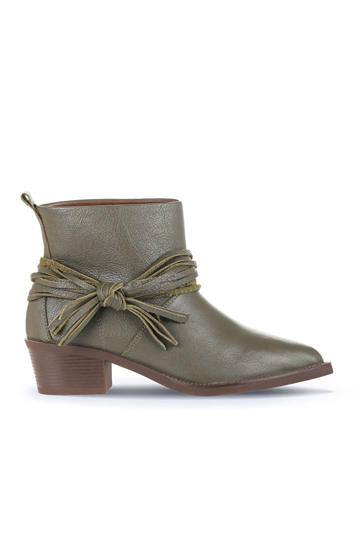 Bueno Shoes Haki Deri Kadın Topuklu Bot 01wd4007