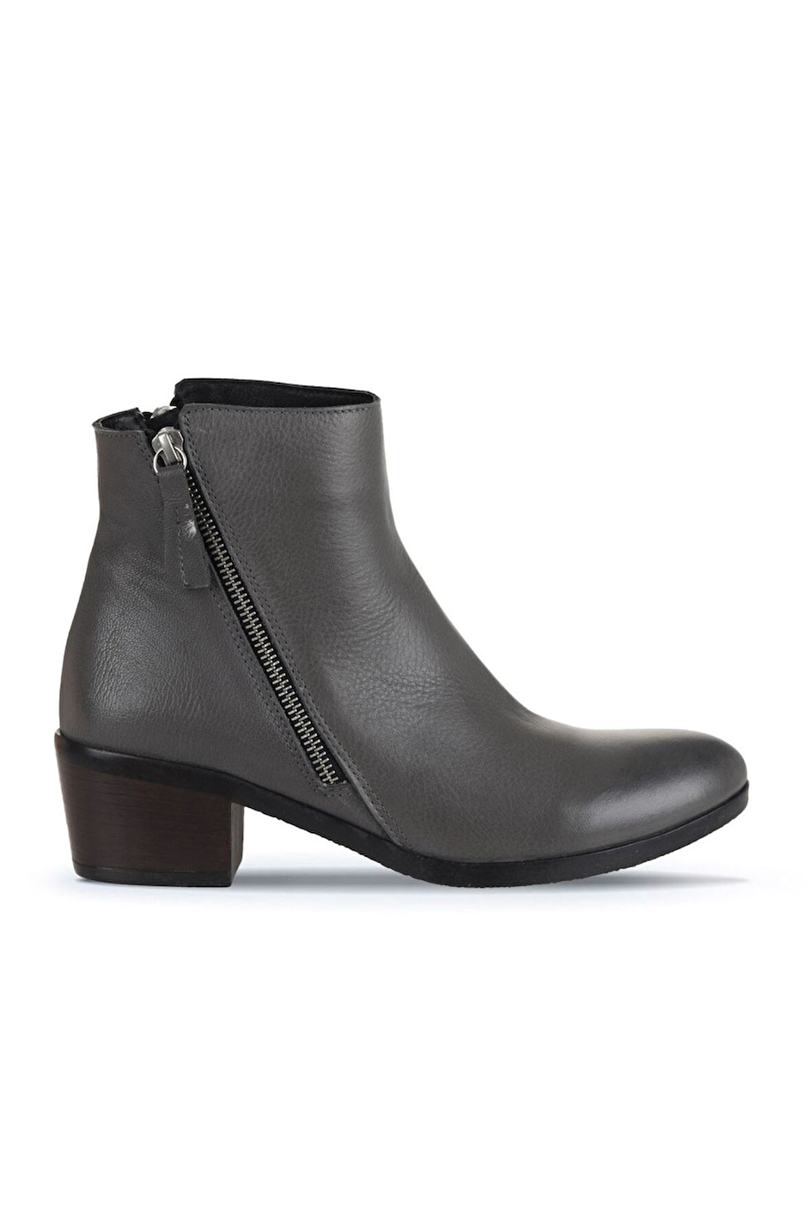 Bueno Shoes Gri Deri Kadın Topuklu Bot 01wd1100