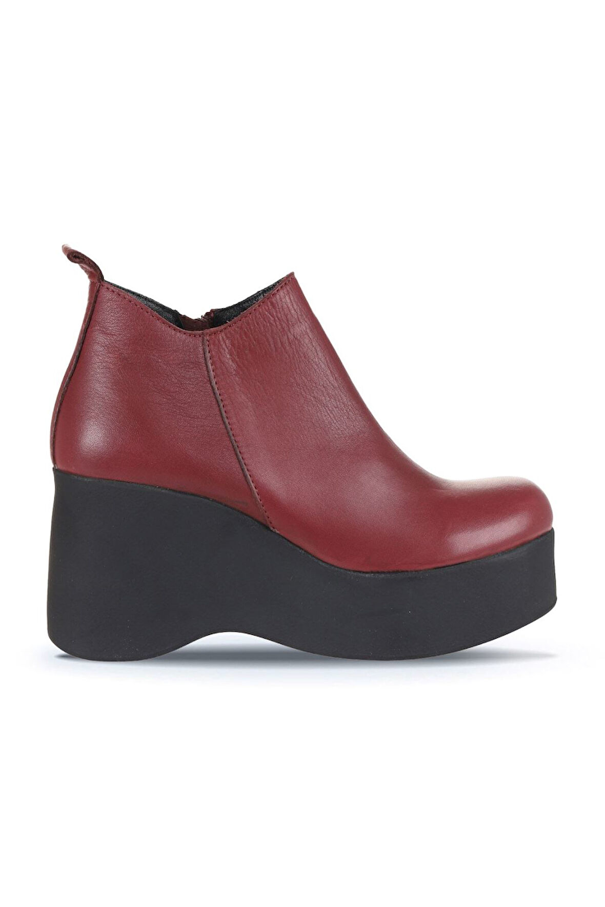 Bueno Shoes Bordo Deri Kadın Dolgu Topuklu Bot 01wz8603