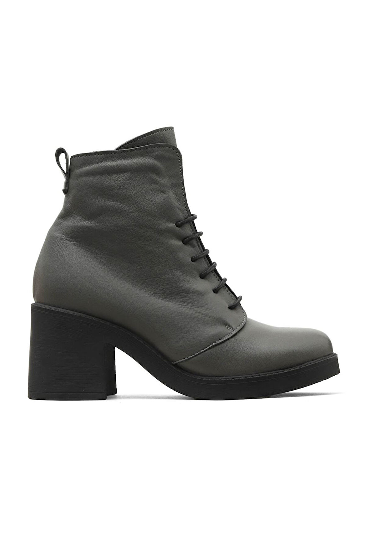 Bueno Shoes Gri Amf Deri Kadın Topuklu Bot 01wz7107