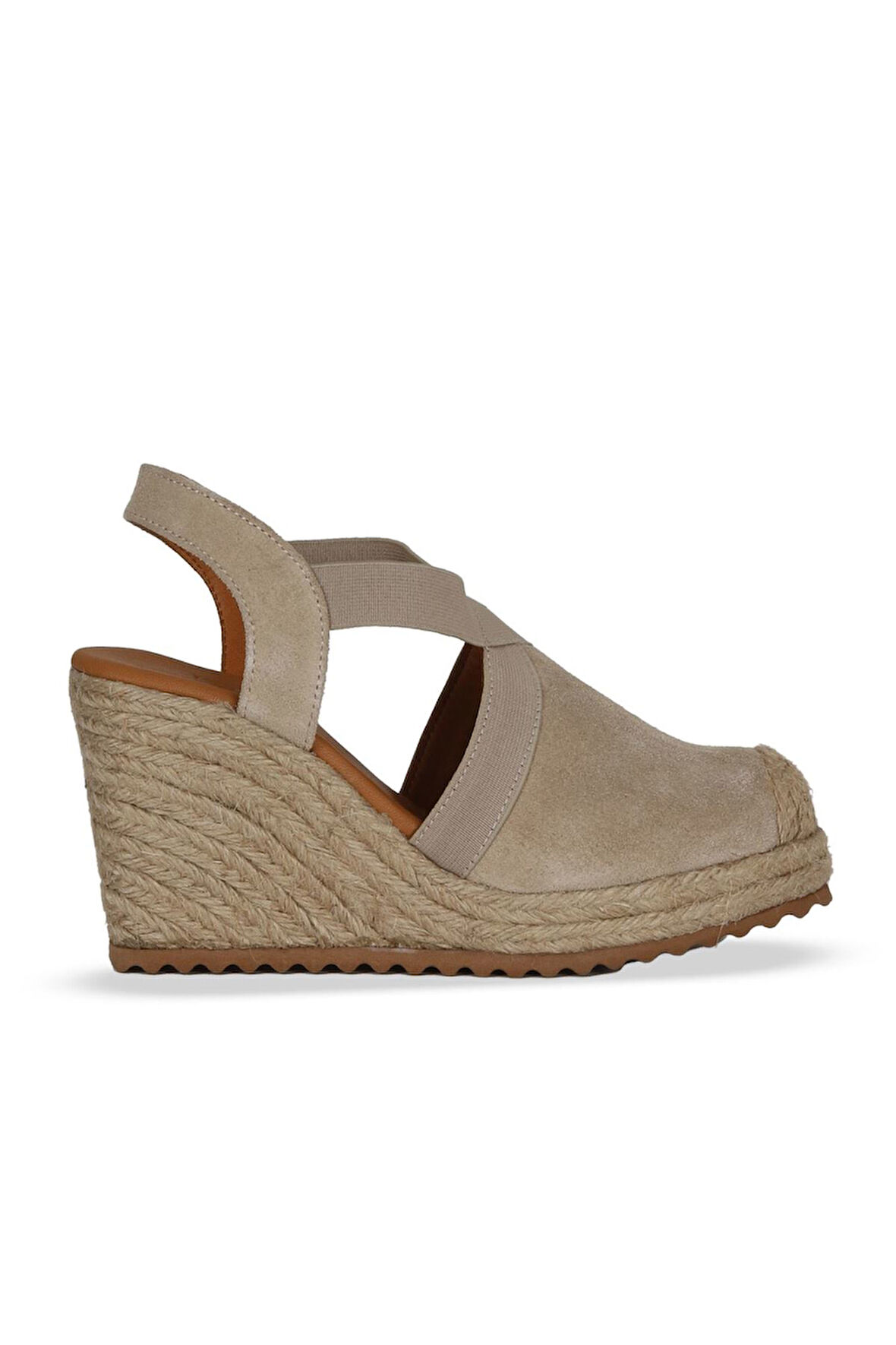 Bueno Shoes Bej Süet Kadın Dolgu Topuklu Sandalet 14ws72600