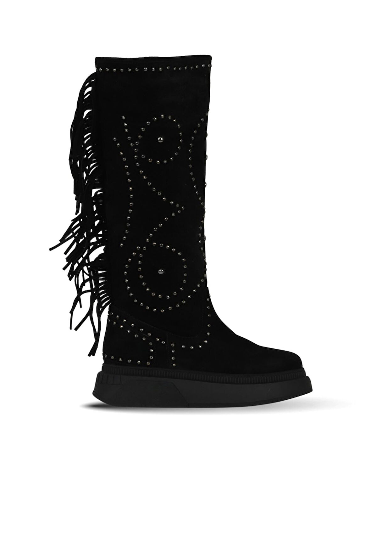 Bueno Shoes Siyah Süet Kadın Düz Çizme 30wc5024599