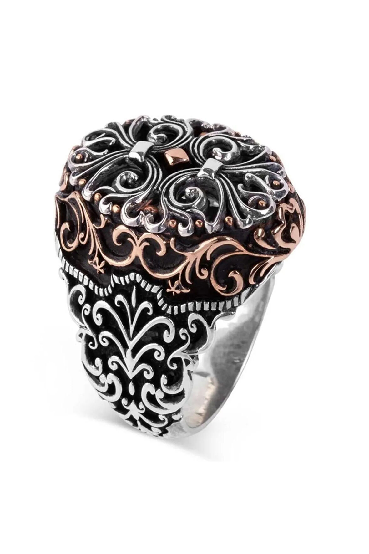 Taşsız Özel Tasarım Desen Gümüş Erkek Yüzük