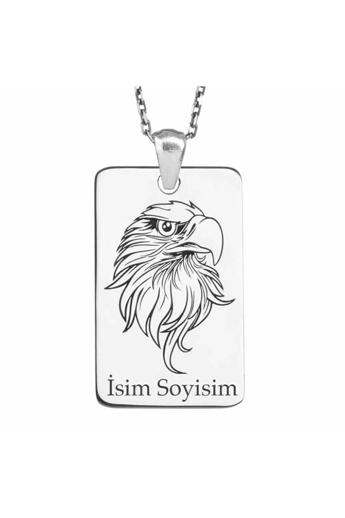 Erkek Göklerin Hakimi Kartal Figürlü Gümüş Kolye Ince Zincirli