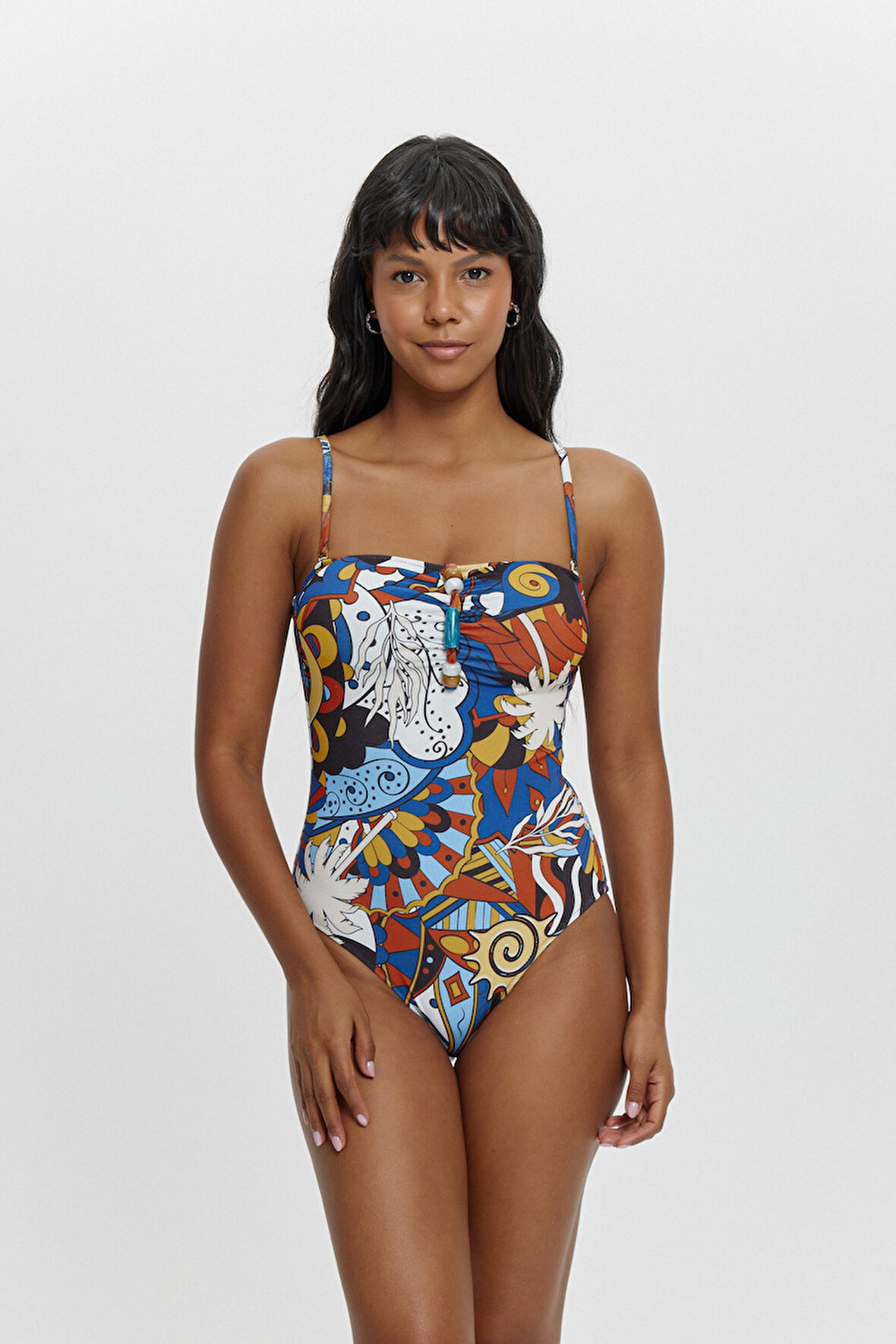 M12039 Straplez İnce Askılı Mayo İndigo