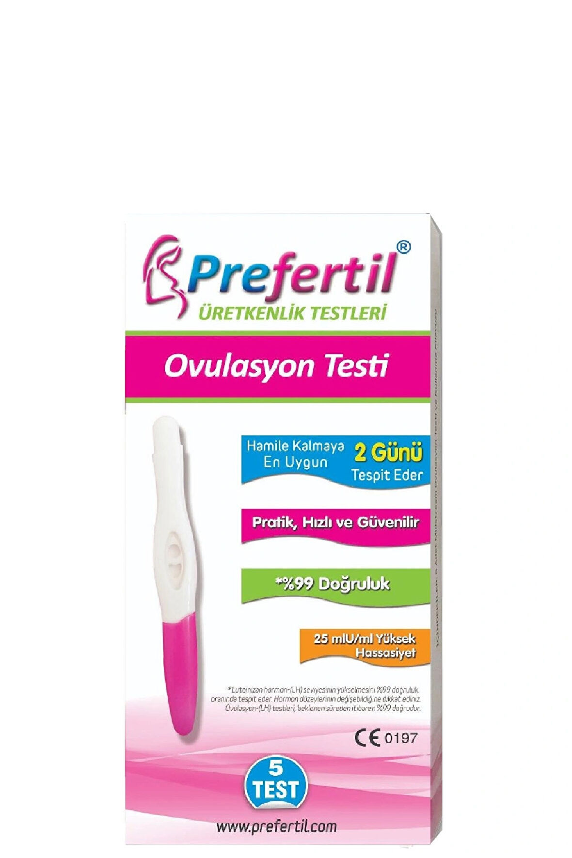 Prefertil Ovulasyon/Yumurtlama Testi - [ 1 Kutu = 5 Test ]