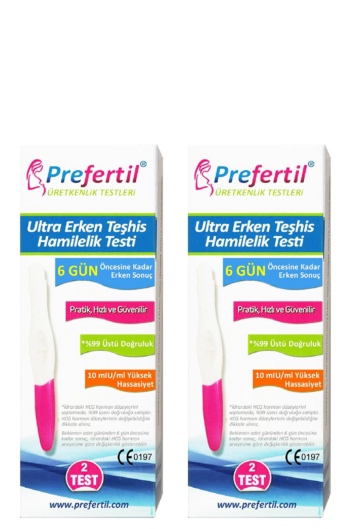 Prefertil Ultra Erken Gebelik/Hamilelik Testi - [ 2 Kutu = 4 Test ]