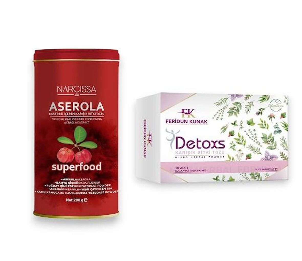 Feridun Kunak Detoks Çayı 1 kutu + Narcissa Aserola Detoks Tozu1 kutu