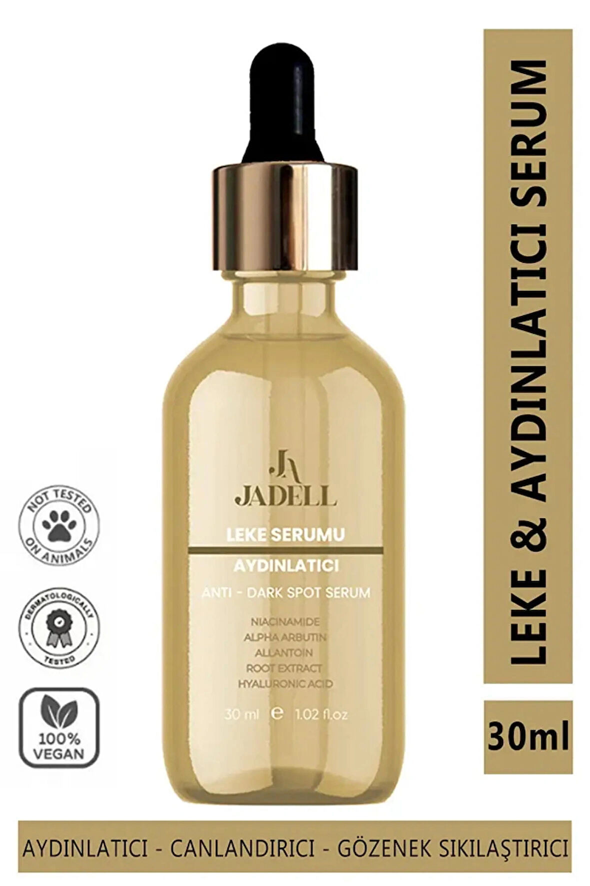 JADELL Niacinamide, hyaluronic Acid Aydınlatıcı Canlandırıcı Gözenek Sıkılaştırıcı Alkol, Paraben İçermeyen Leke Karşıtı Serum 30 ml