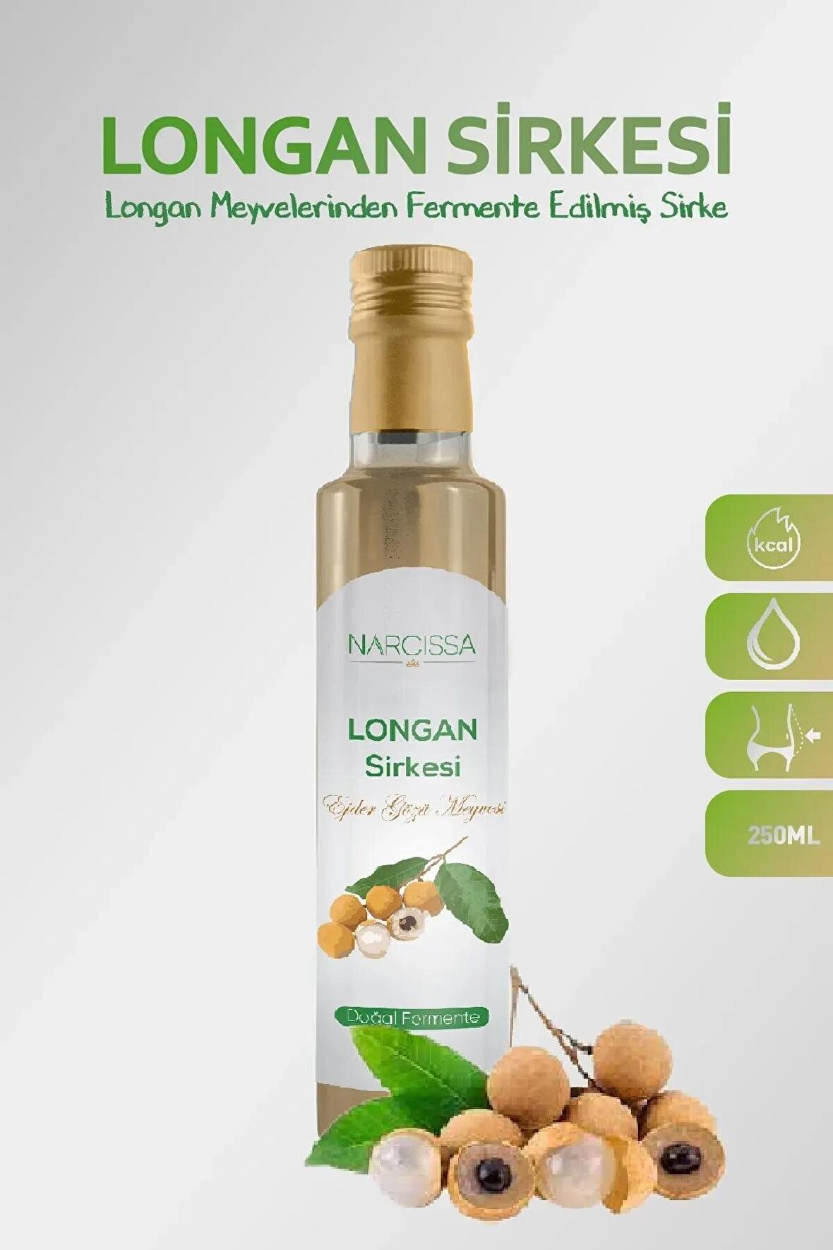 Narcissa Ödem Atmaya Yardımcı Doğal Longan Meyvesi Detox Sirkesi 250ml