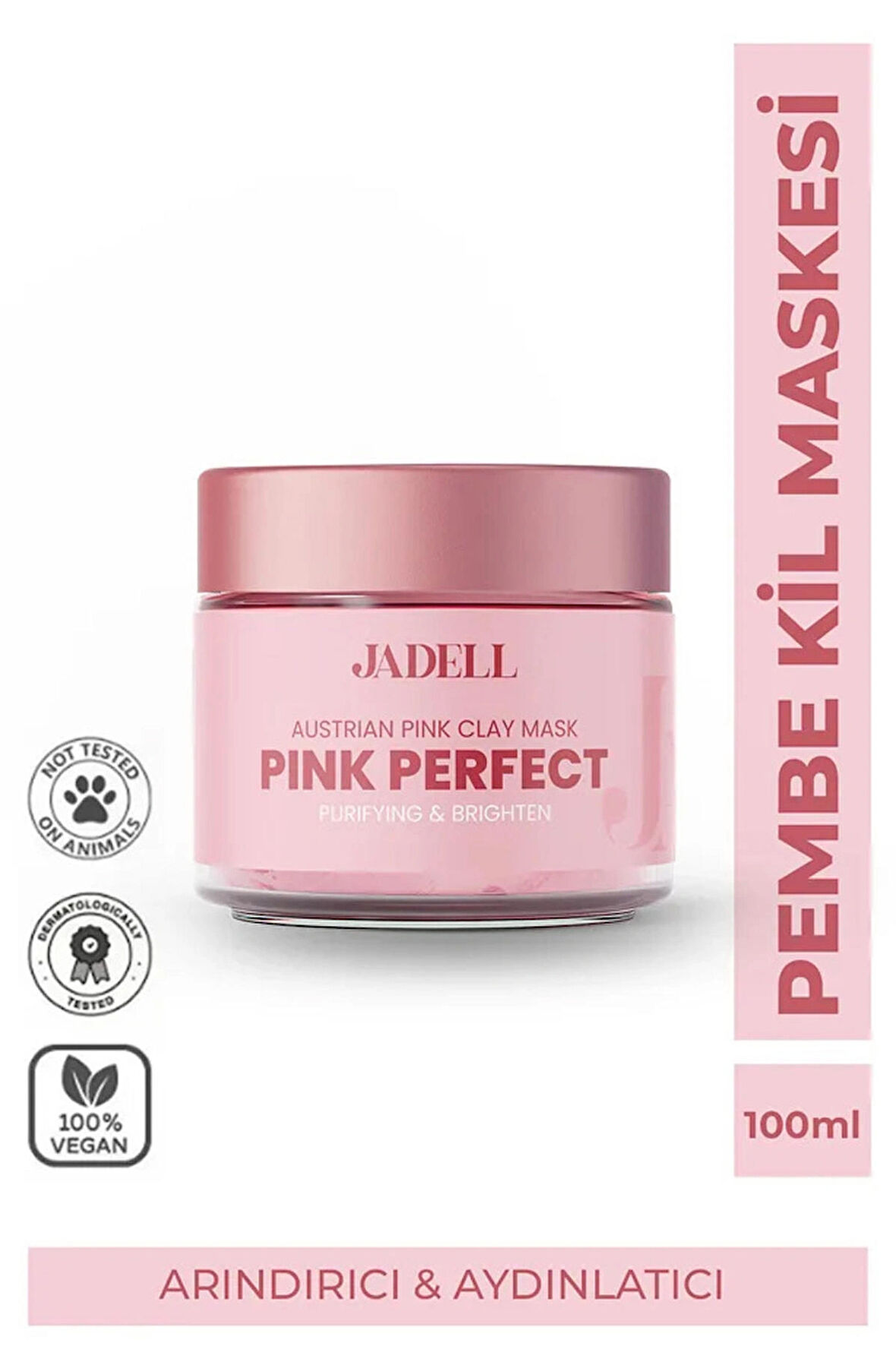 JADELL Pembe Kil Maskesi, ve Siyah Nokta Karşıtı, Aydınlatıcı ve Arındırıcı Gözenek Sıkılaştırıcı Sebum Denge Sağlayıcı Maske, 100ml