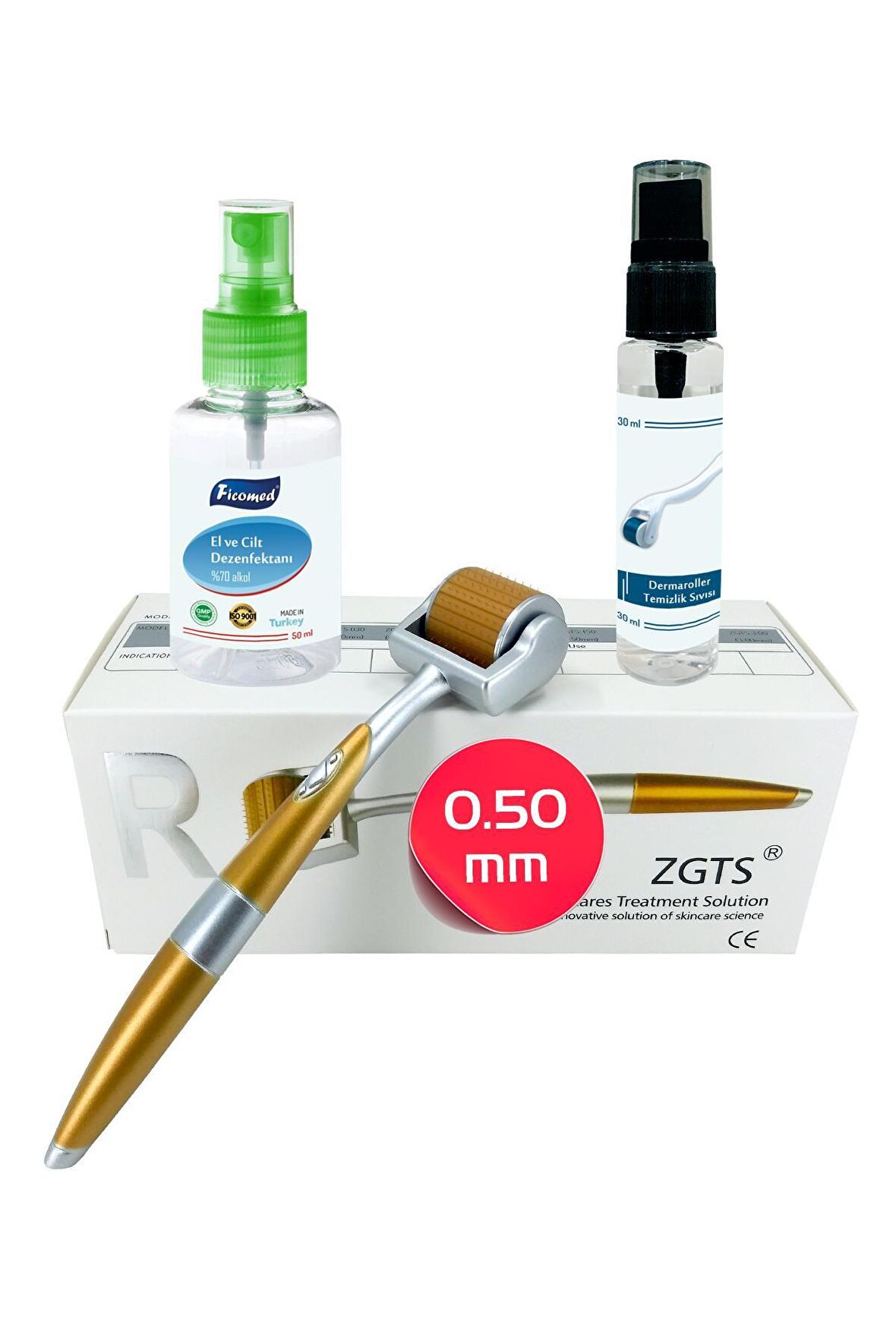 Zgts Gold Line Dermaroller 0.50mm Titanyum 192 İğneli Saç Yüz Cilt İçin Derma Roller