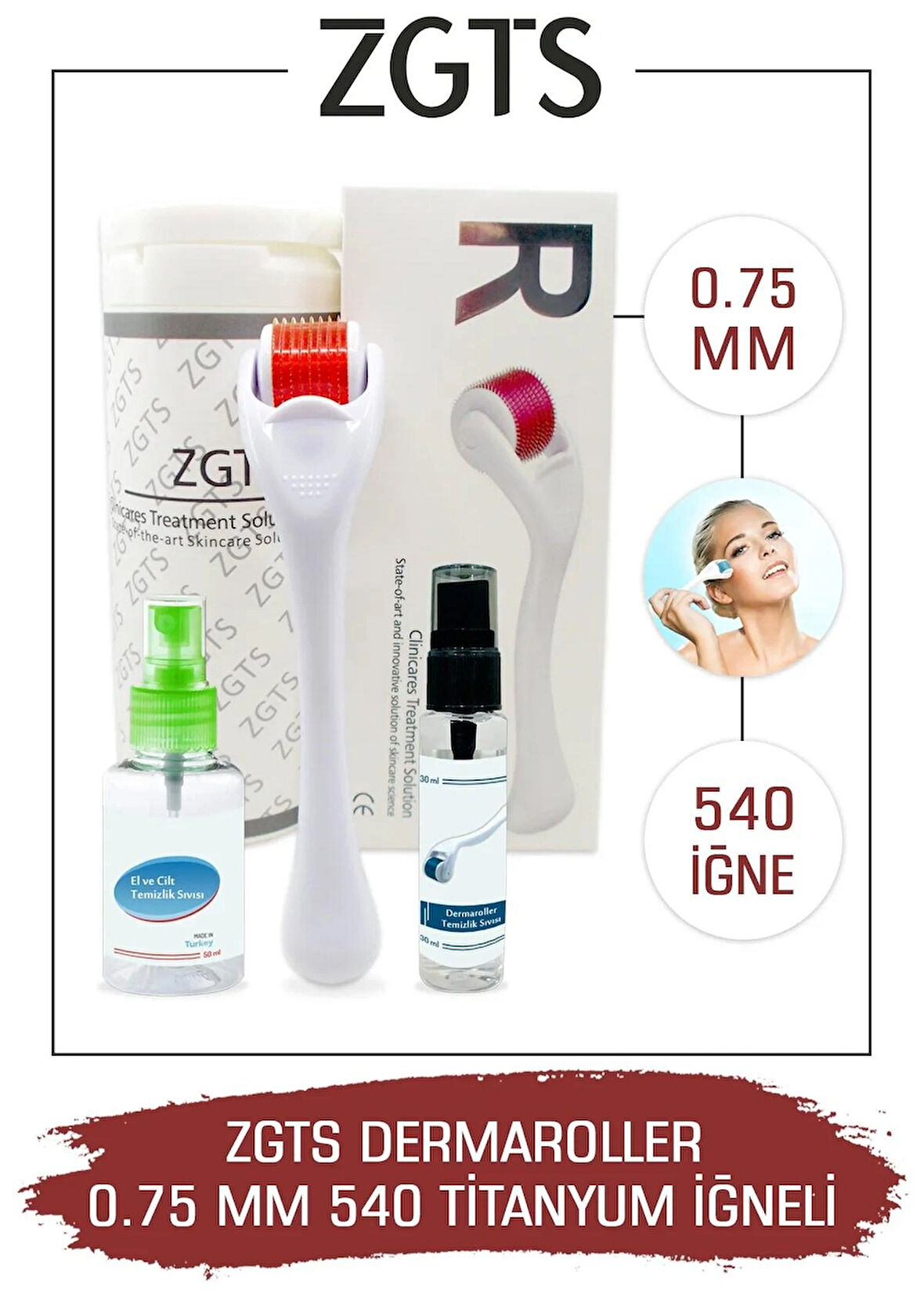 Zgts Dermaroller 0.75 Mm Titanyum 540 Iğneli Derma Roller