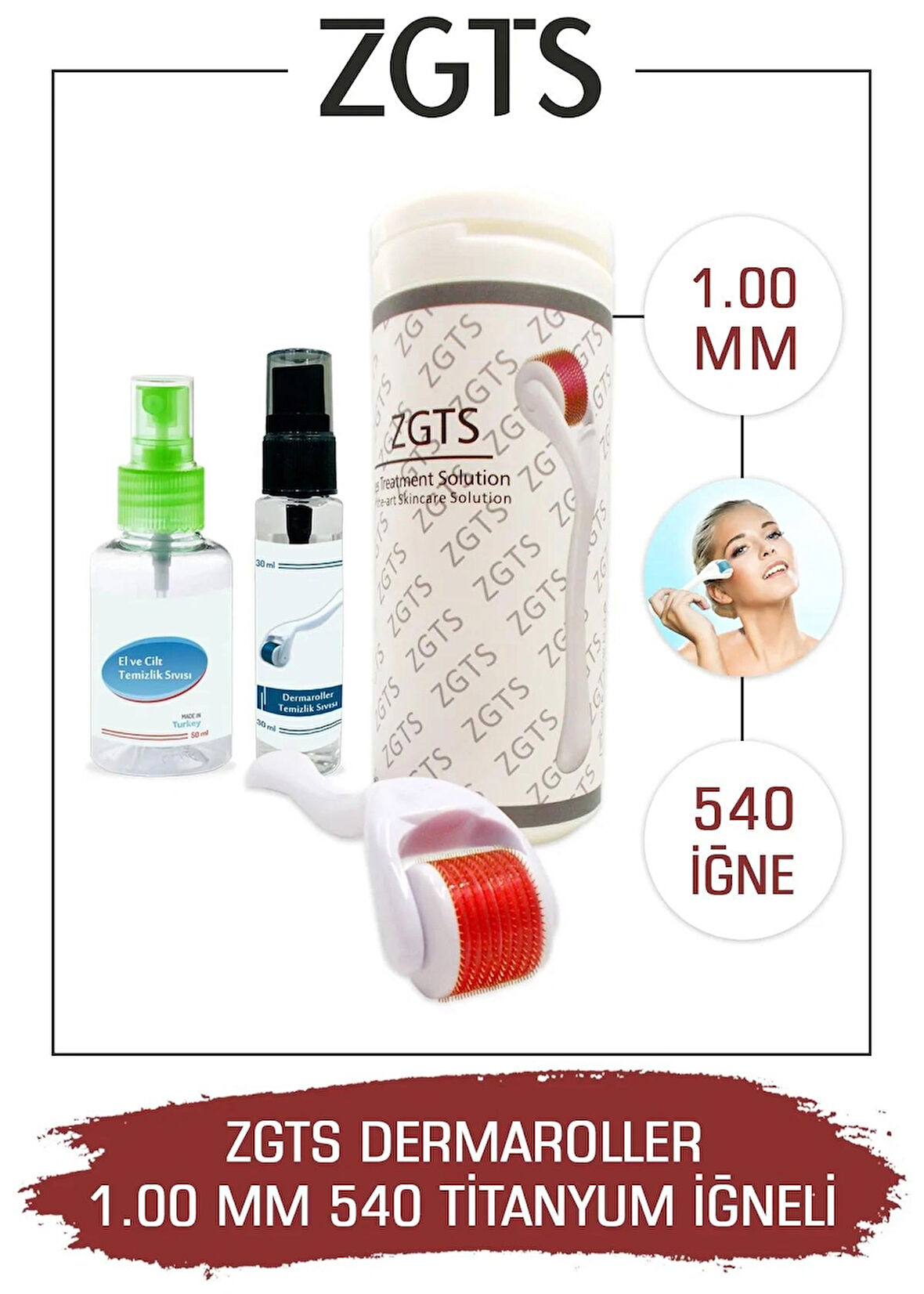 Zgts Dermaroller 1.00 Mm Titanyum 540 Iğneli Derma Roller