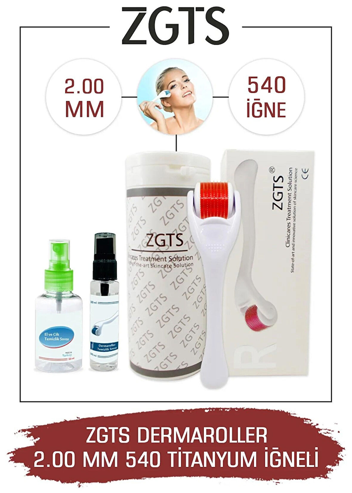 Zgts Dermaroller 2.00 Mm Titanyum 540 Iğneli Derma Roller