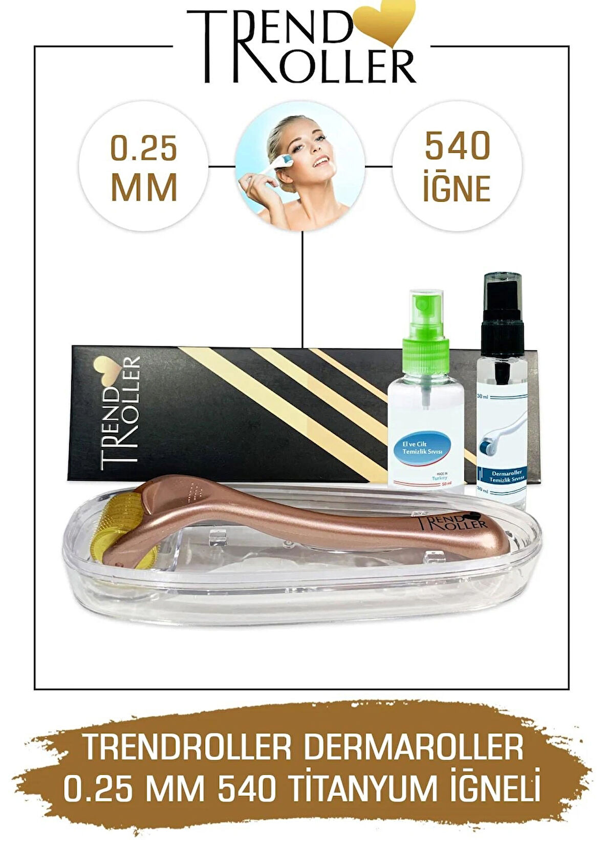 Trendroller Dermaroller 0.25mm Titanyum 540 Iğne Orijinal Derma Roller