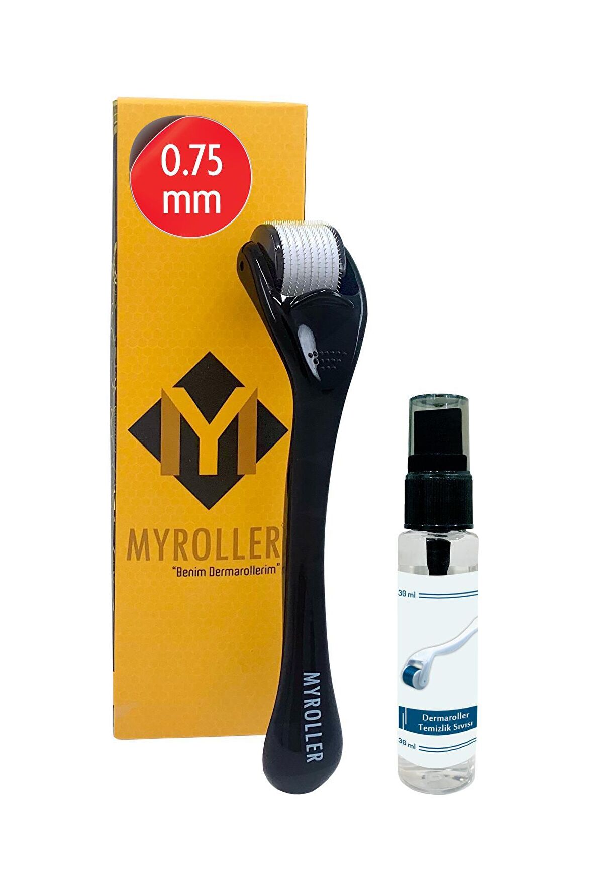 Myroller Dermaroller 0.75mm Titanyum 540 İğneli Saç Yüz Cilt İçin Derma Roller