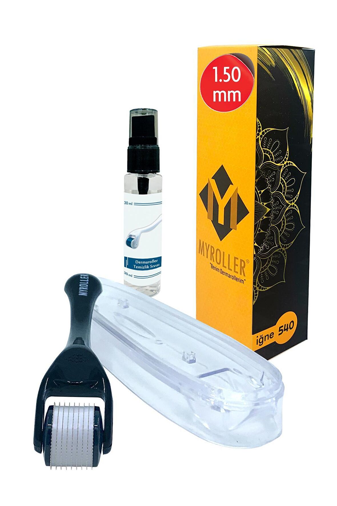 Myroller Dermaroller 1.50mm Titanyum 540 İğneli Vücut Bölgesi İçin Derma Roller