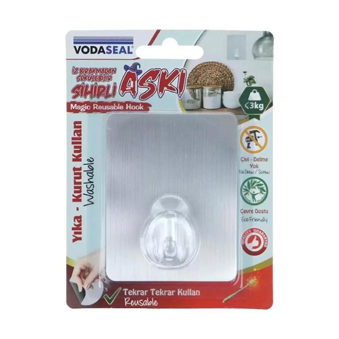 Vodaseal 3D036 Sihirli Askı Kare Gri / Vodaseal