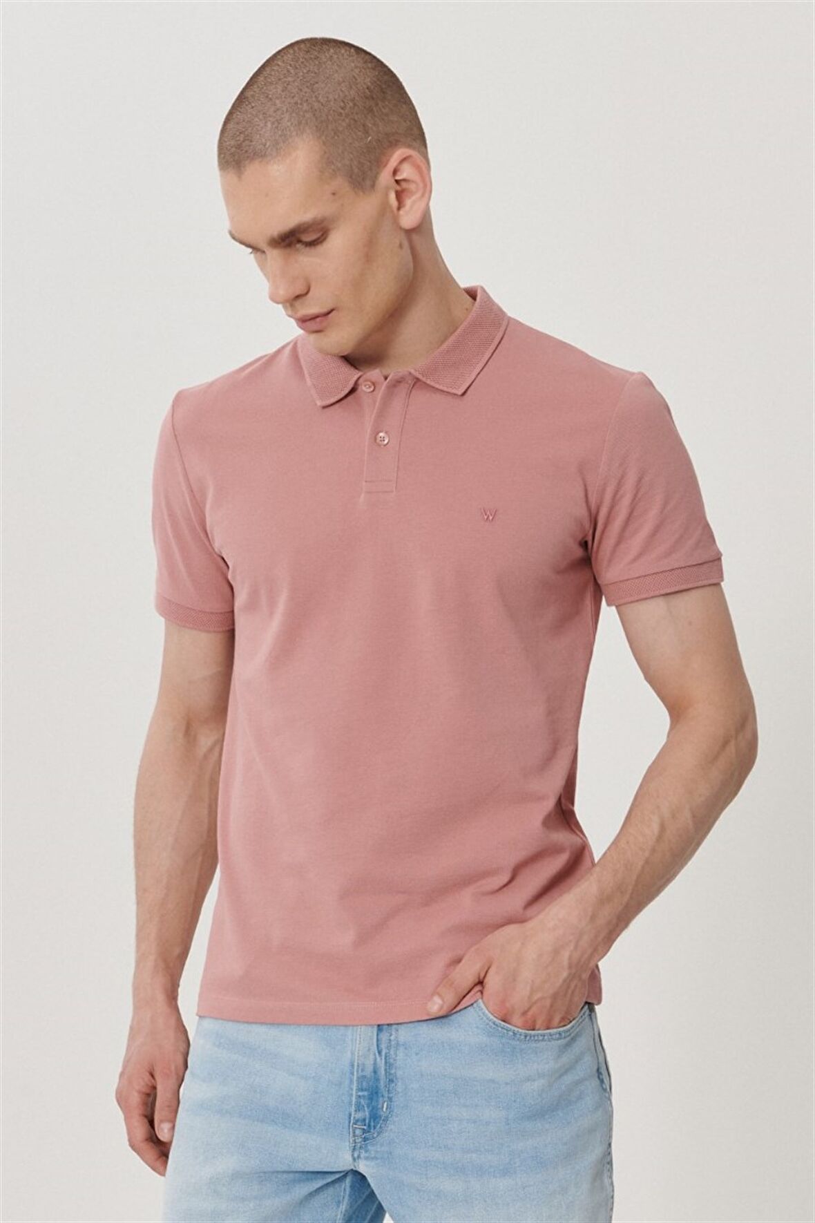 Wrangler Polo Yaka Gül Kurusu Erkek T-Shirt W211837532_Polo T-shirt