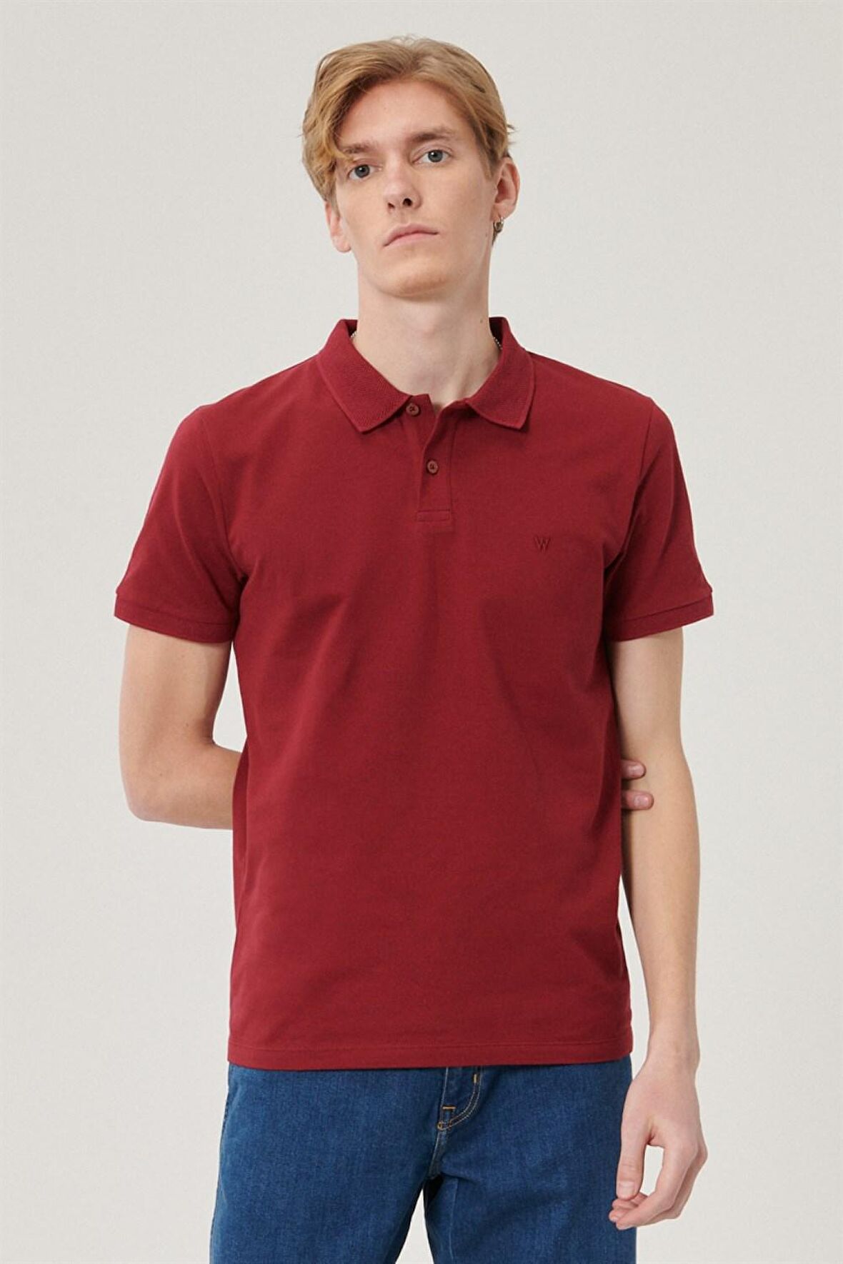 Wrangler Polo Yaka Bordo Erkek T-Shirt W211837800_Polo T-shirt