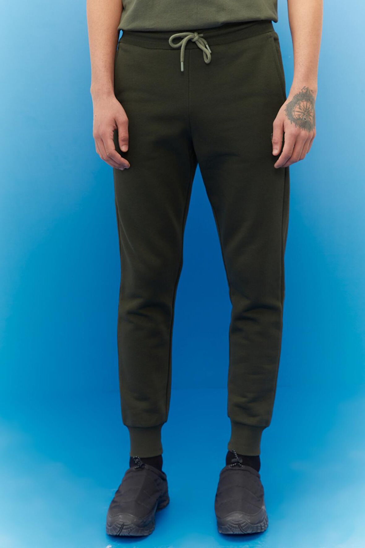 Slim Fit Dar Kesim Normal Bel Haki Sweatpant Eşofman Altı