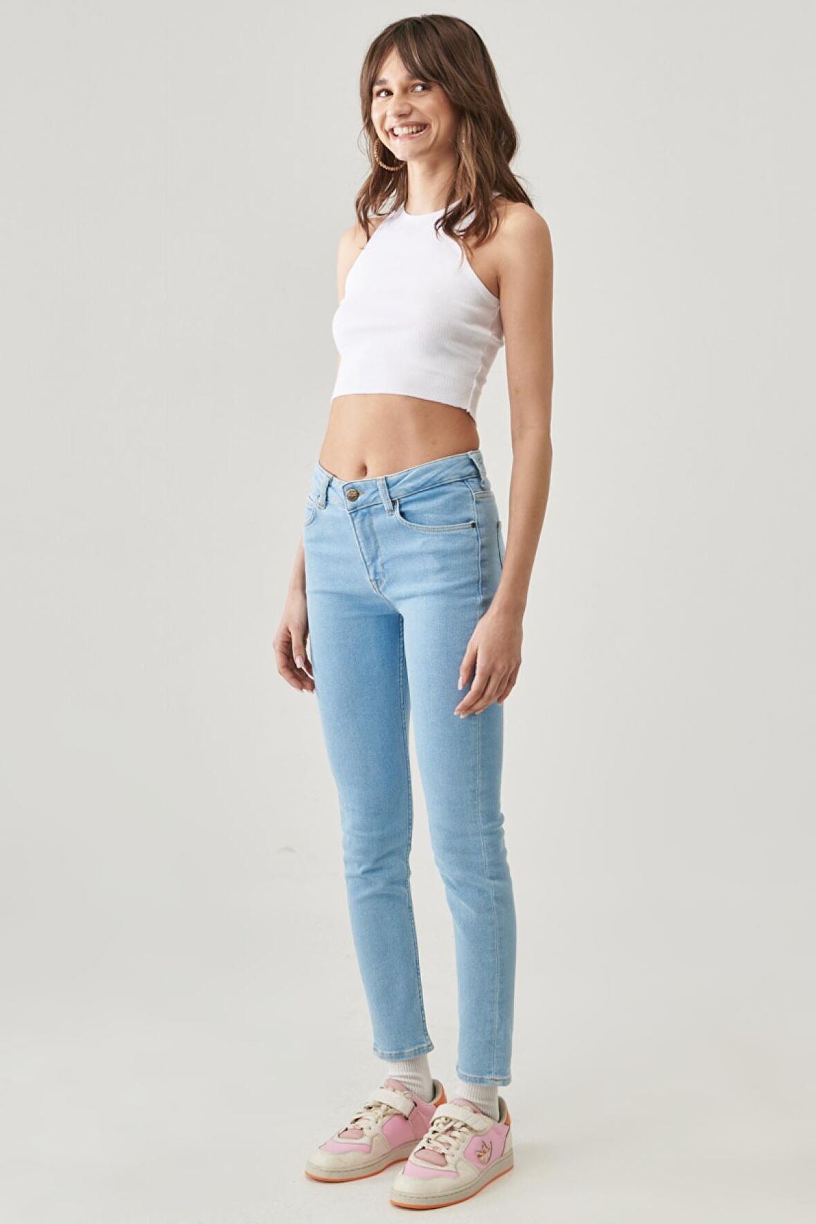 Skinny Fit Dar Kesim Yüksek Bel Esnek Jean Pantolon