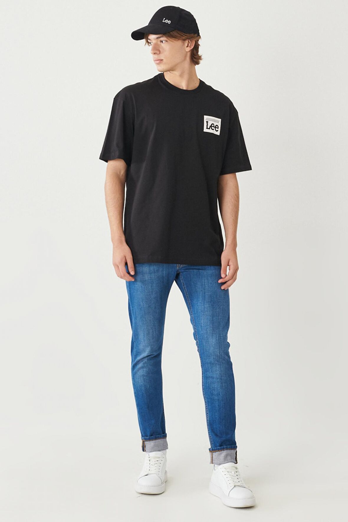 Loose Fit %100 Pamuk Bisiklet Yaka Baskılı Tişört