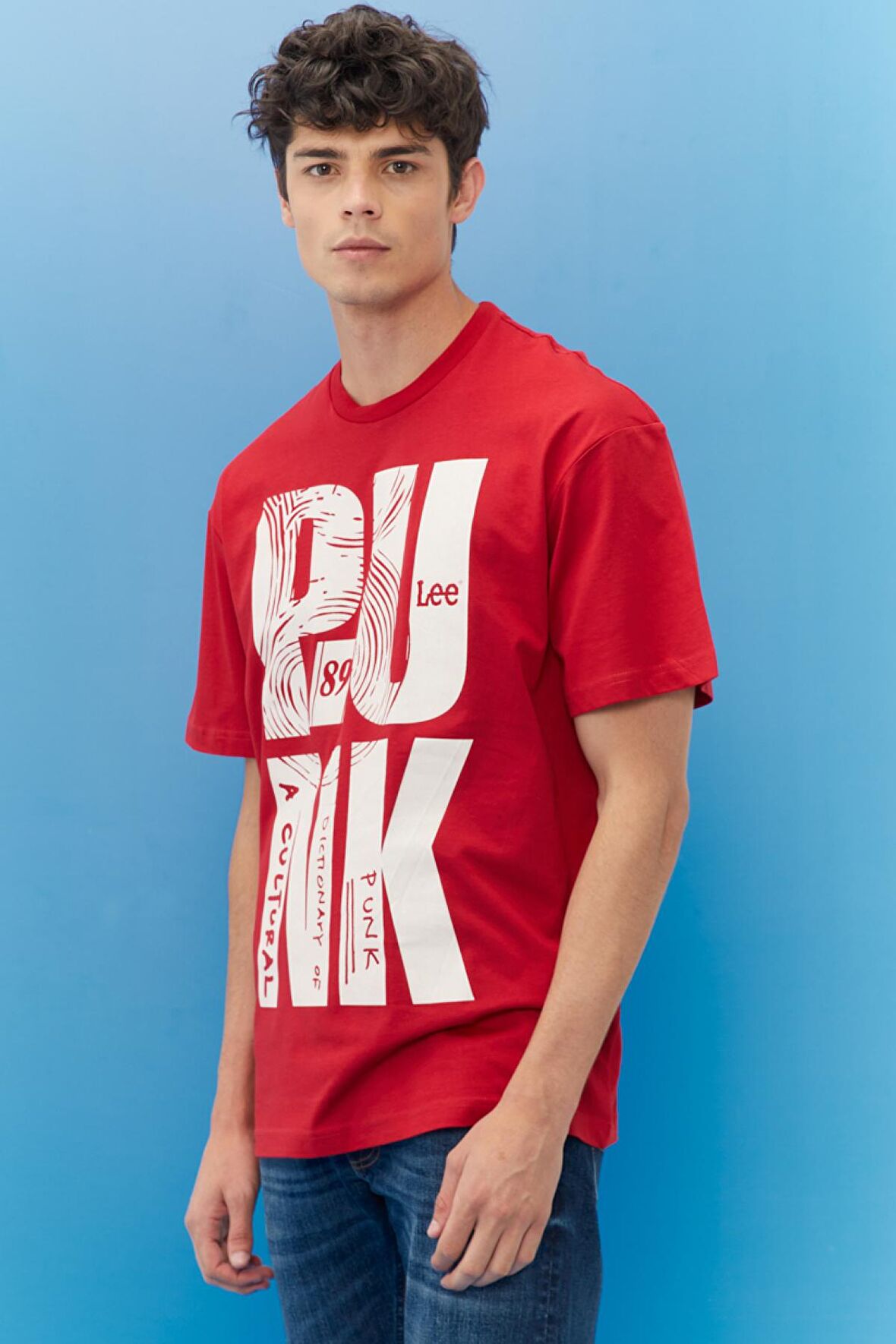 Loose Fit %100 Pamuk Bisiklet Yaka Kırmızı Tişört